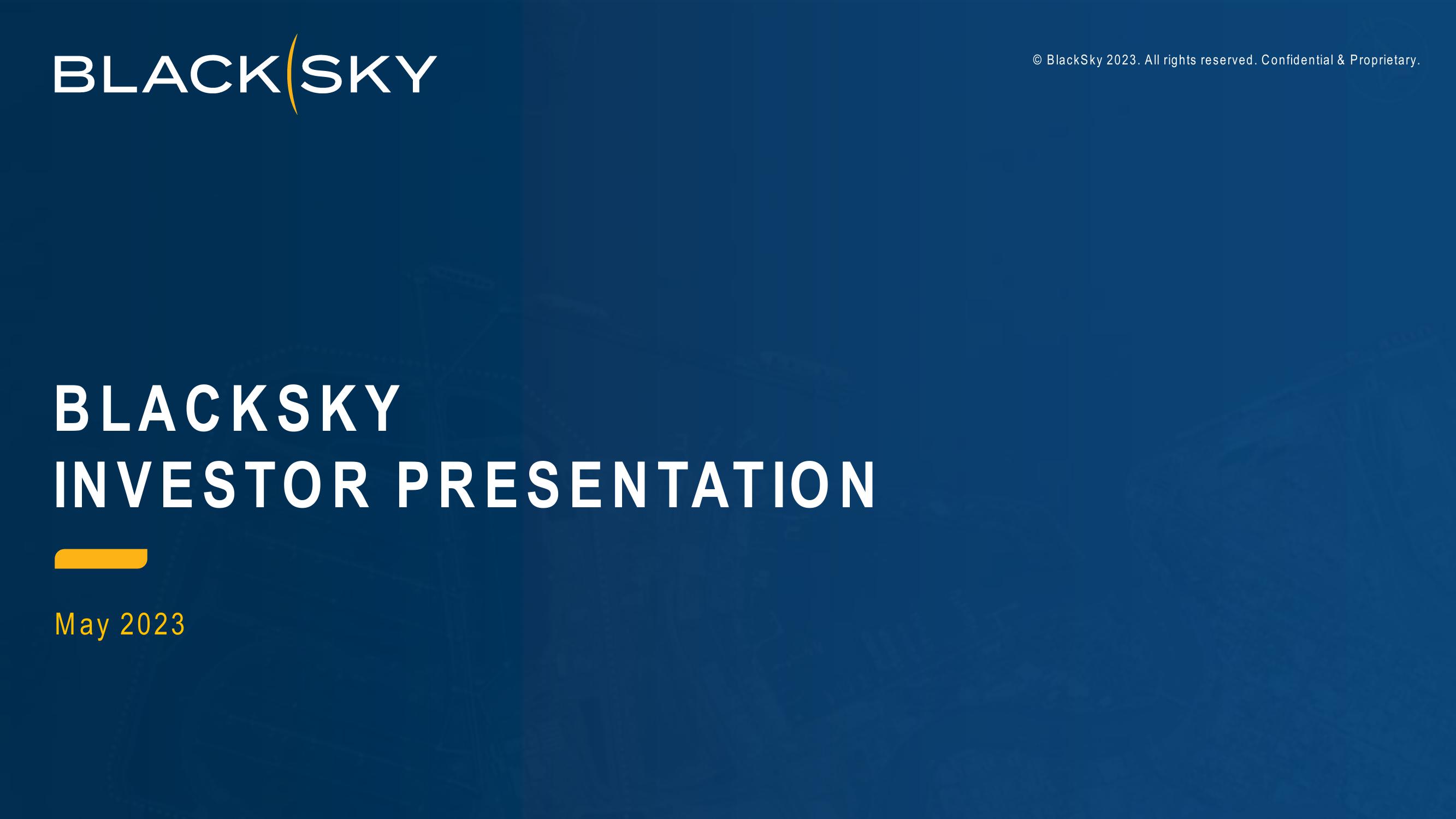 BlackSky Investor Presentation Deck image