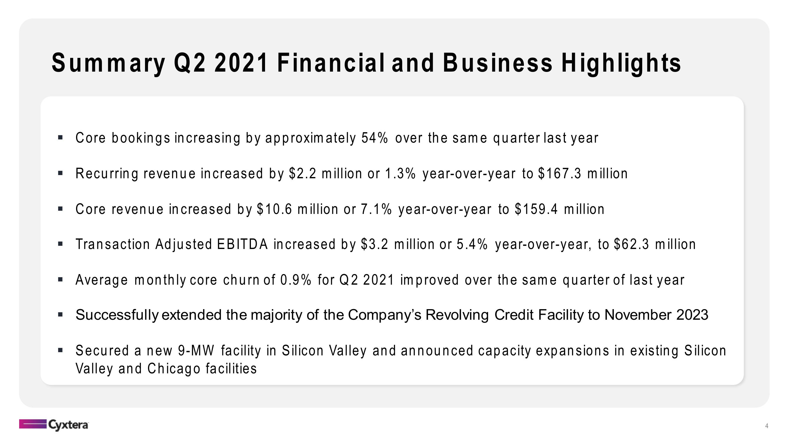 Cyxtera Results Presentation Deck slide image #4