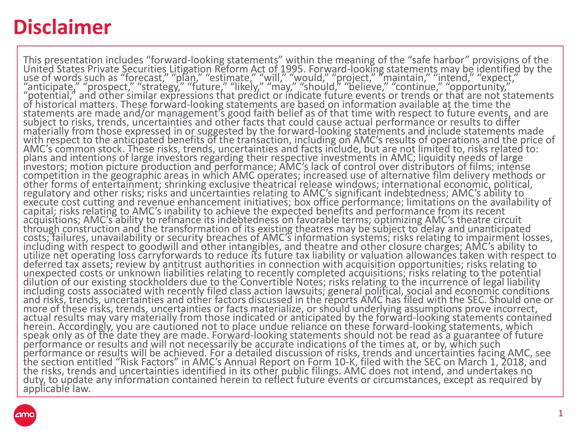 AMC Mergers and Acquisitions Presentation Deck slide image #2