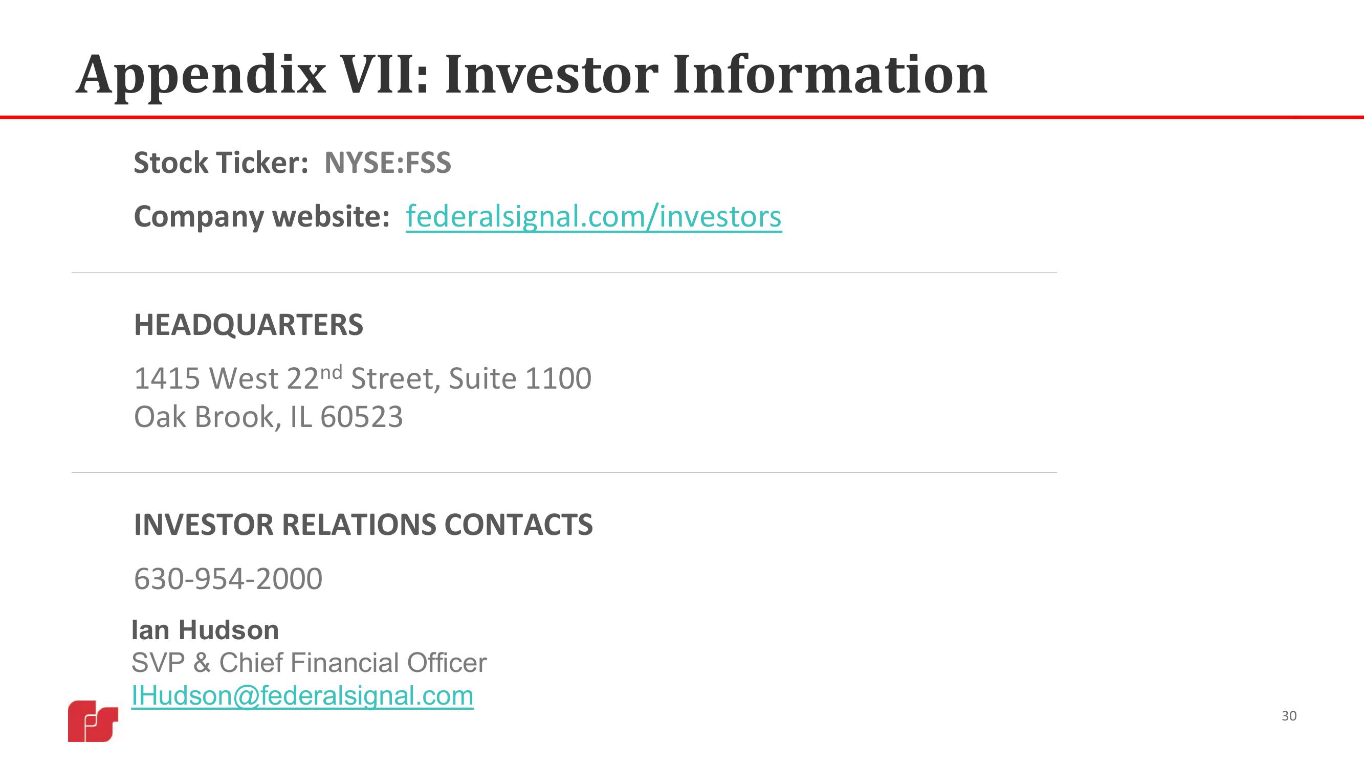 Federal Signal Investor Presentation Deck slide image #30