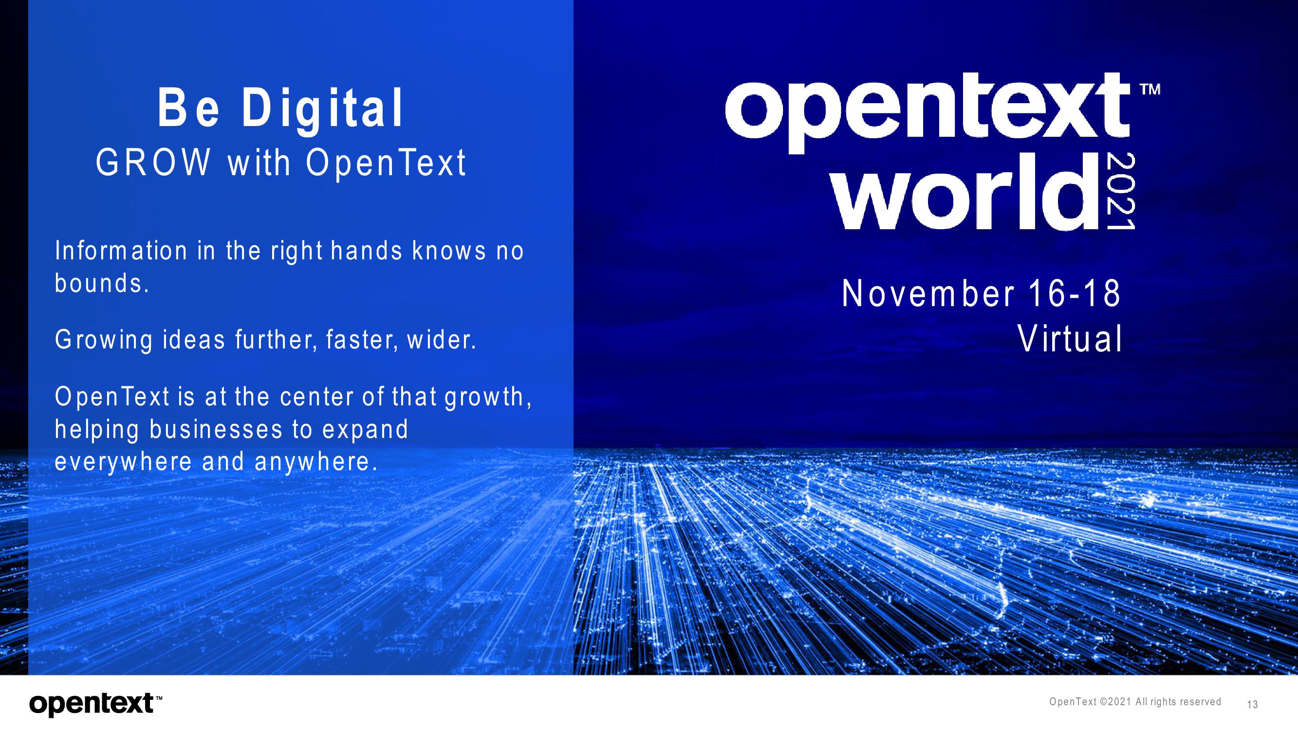 OpenText Investor Presentation Deck slide image #13