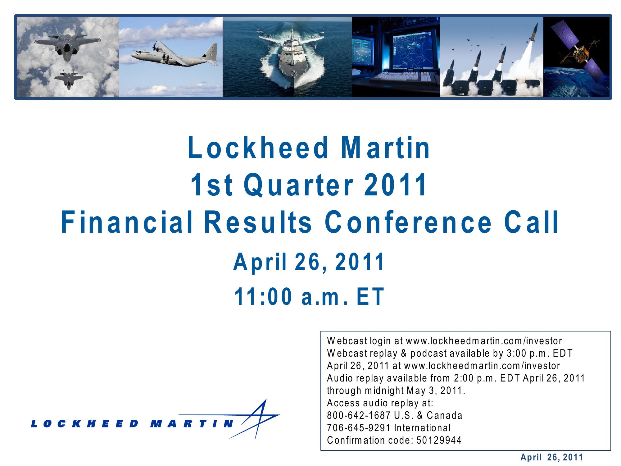 1st Quarter 2011 Financial Results Conference Call image