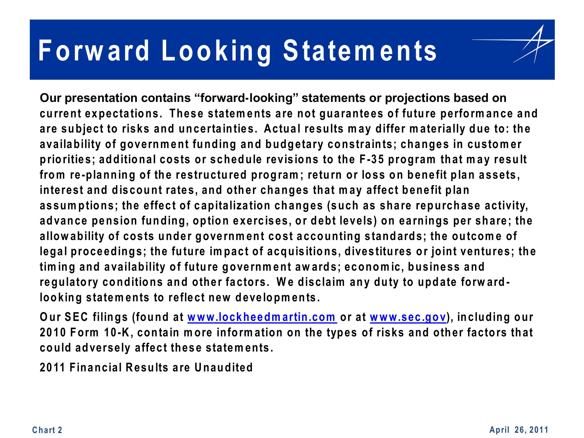 1st Quarter 2011 Financial Results Conference Call slide image #2