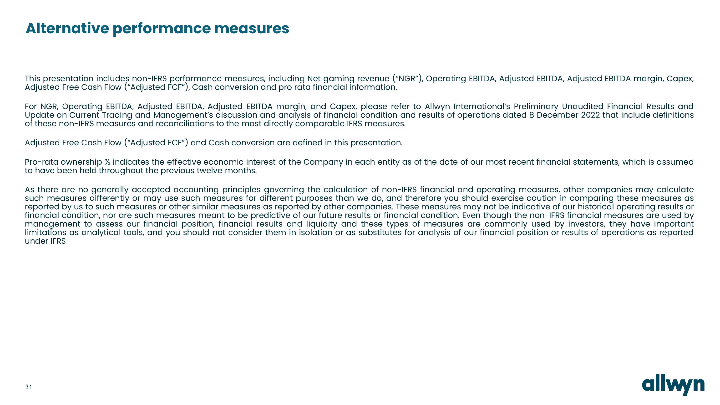 Allwyn Investor Conference Presentation Deck slide image #31