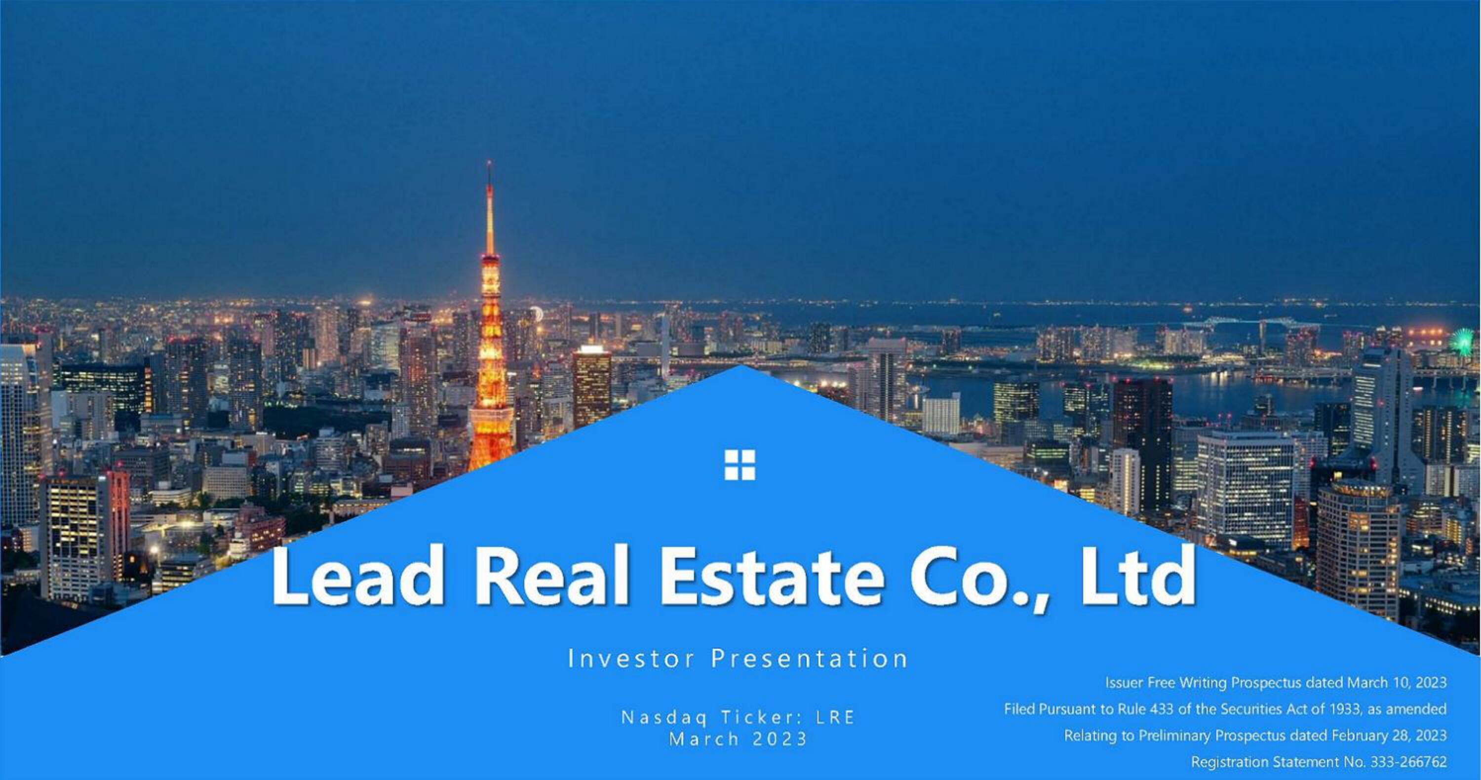 Lead Real Estate Co IPO Presentation Deck image