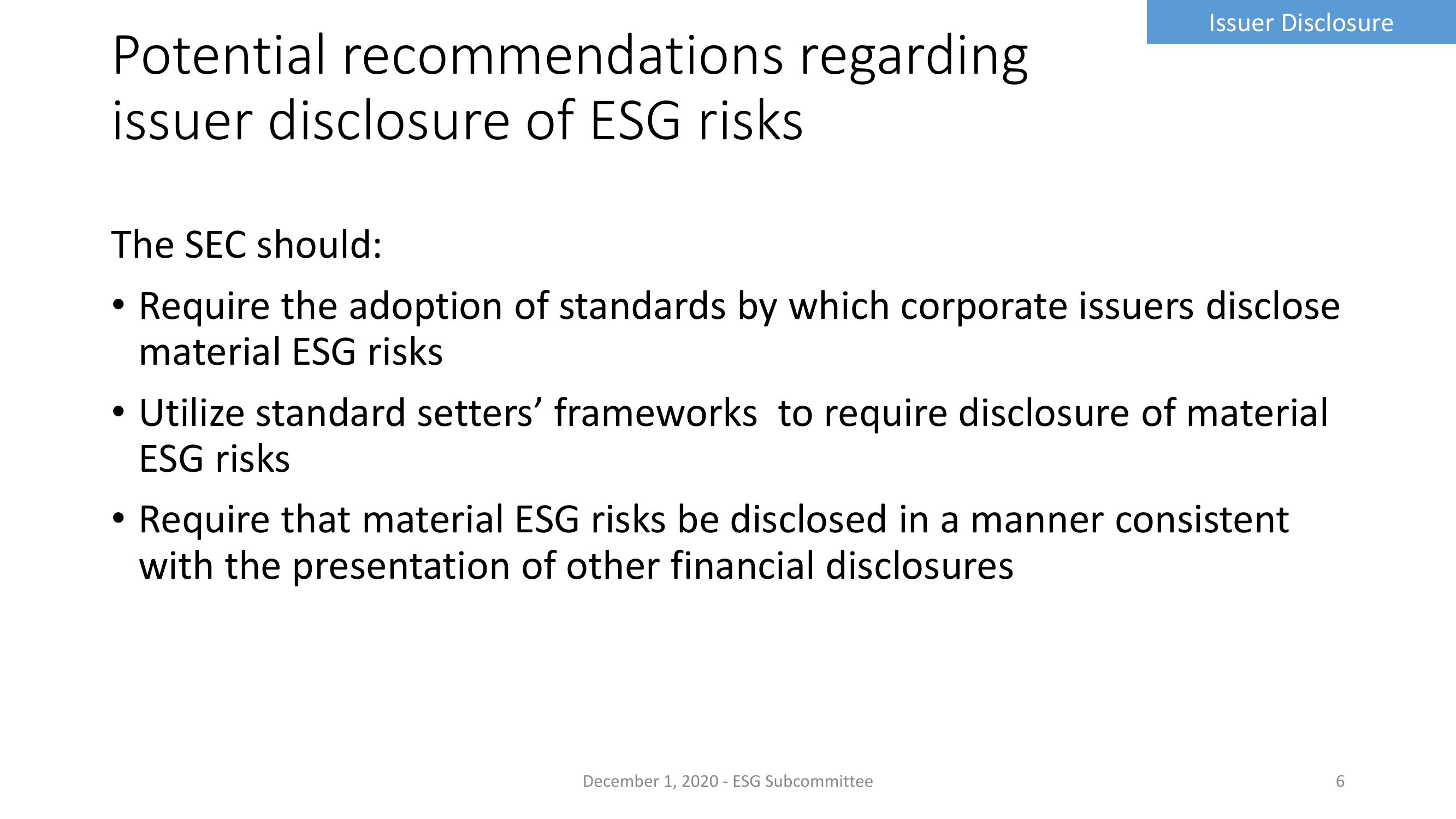 Potential Recommendations from the ESG Subcommittee slide image #6