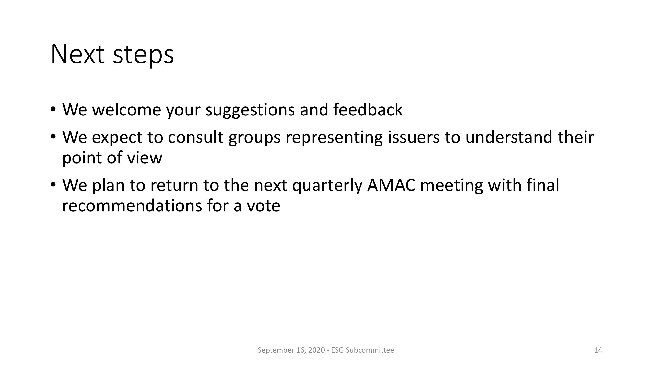 Potential Recommendations from the ESG Subcommittee slide image #14