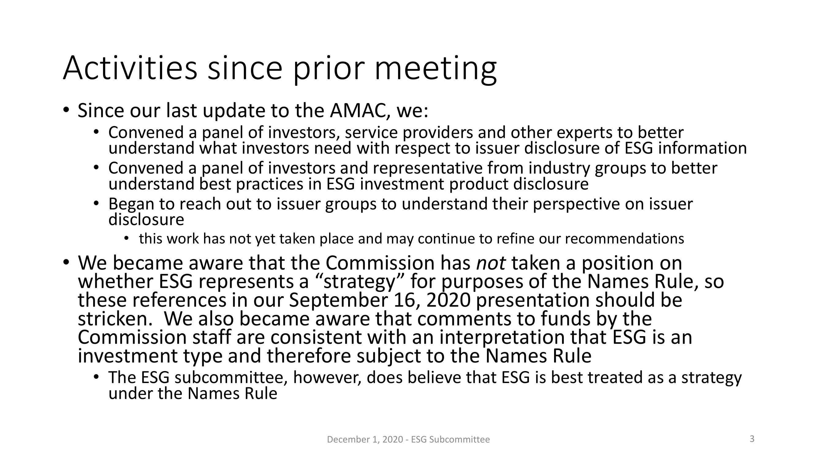 Potential Recommendations from the ESG Subcommittee slide image #3