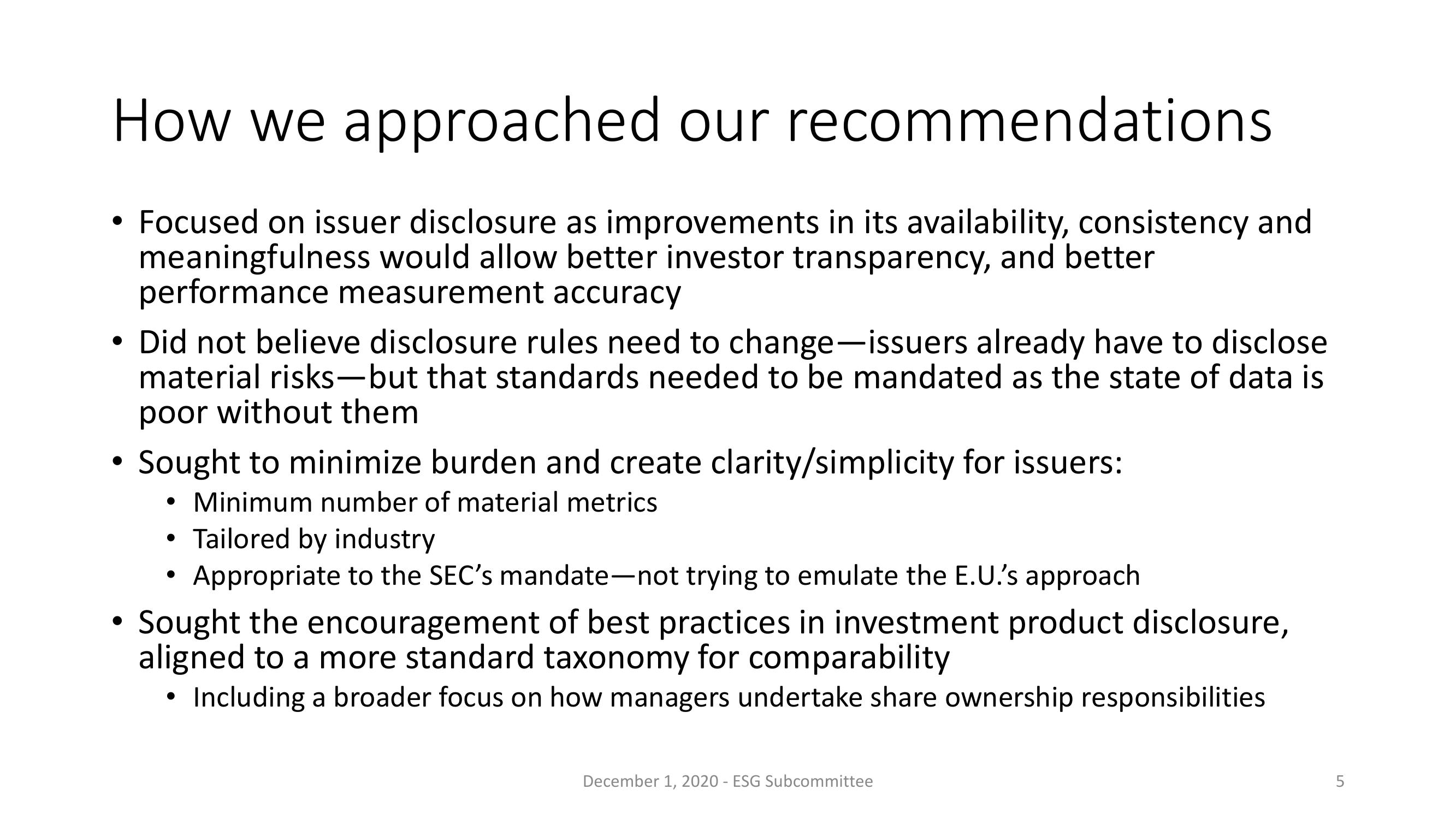 Potential Recommendations from the ESG Subcommittee slide image #5