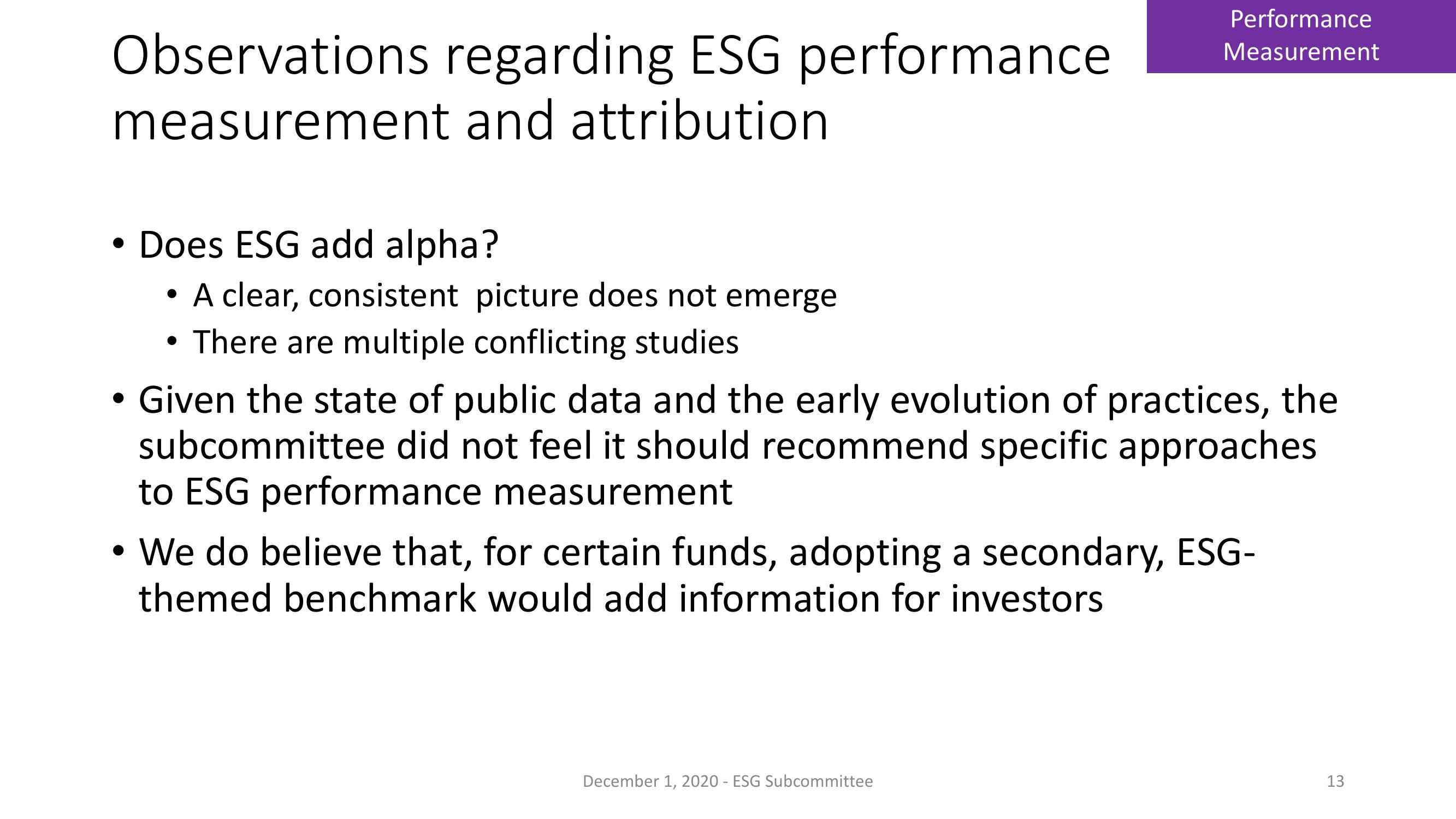 Potential Recommendations from the ESG Subcommittee slide image #13