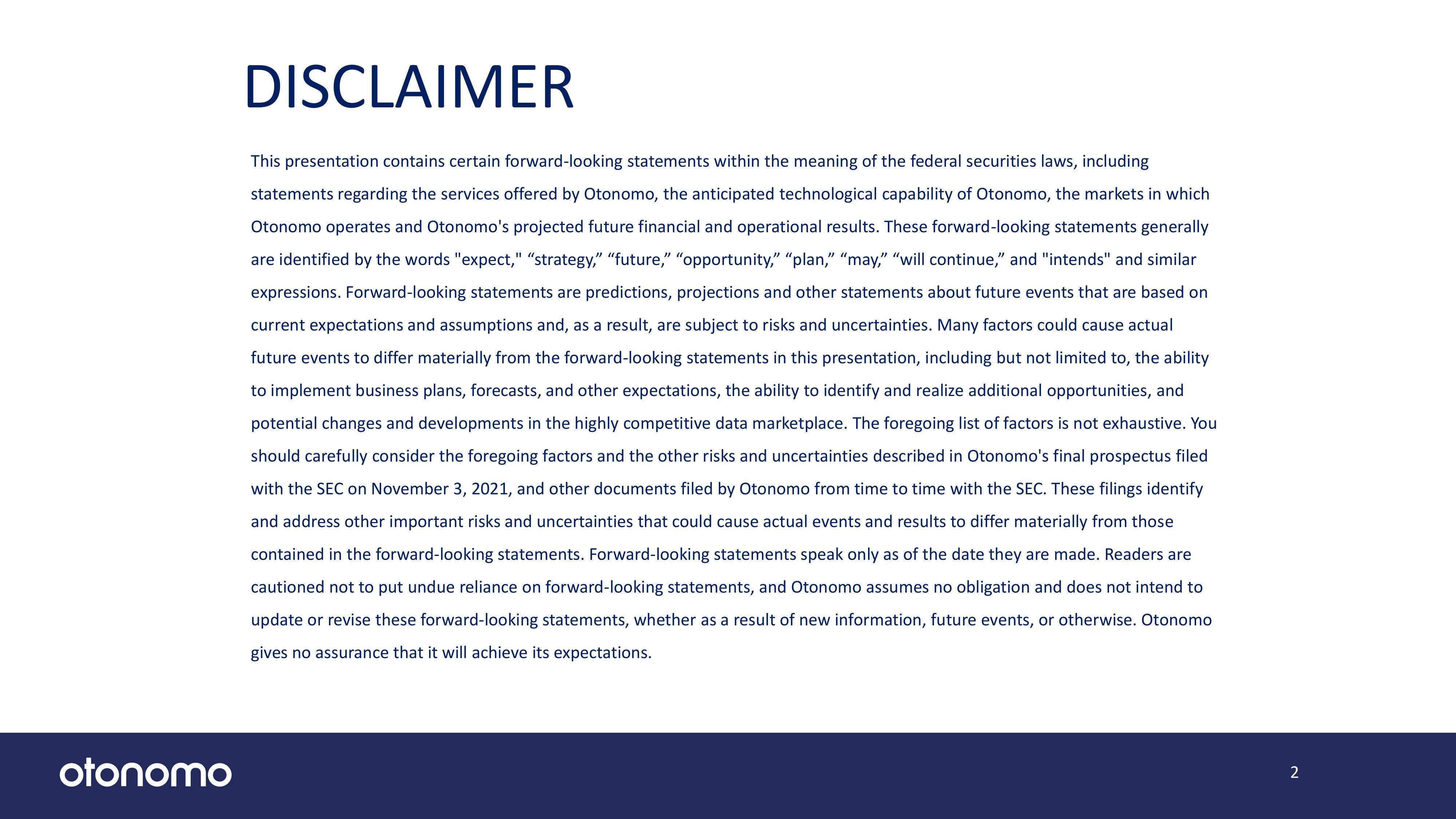 Otonomo Results Presentation Deck slide image #2