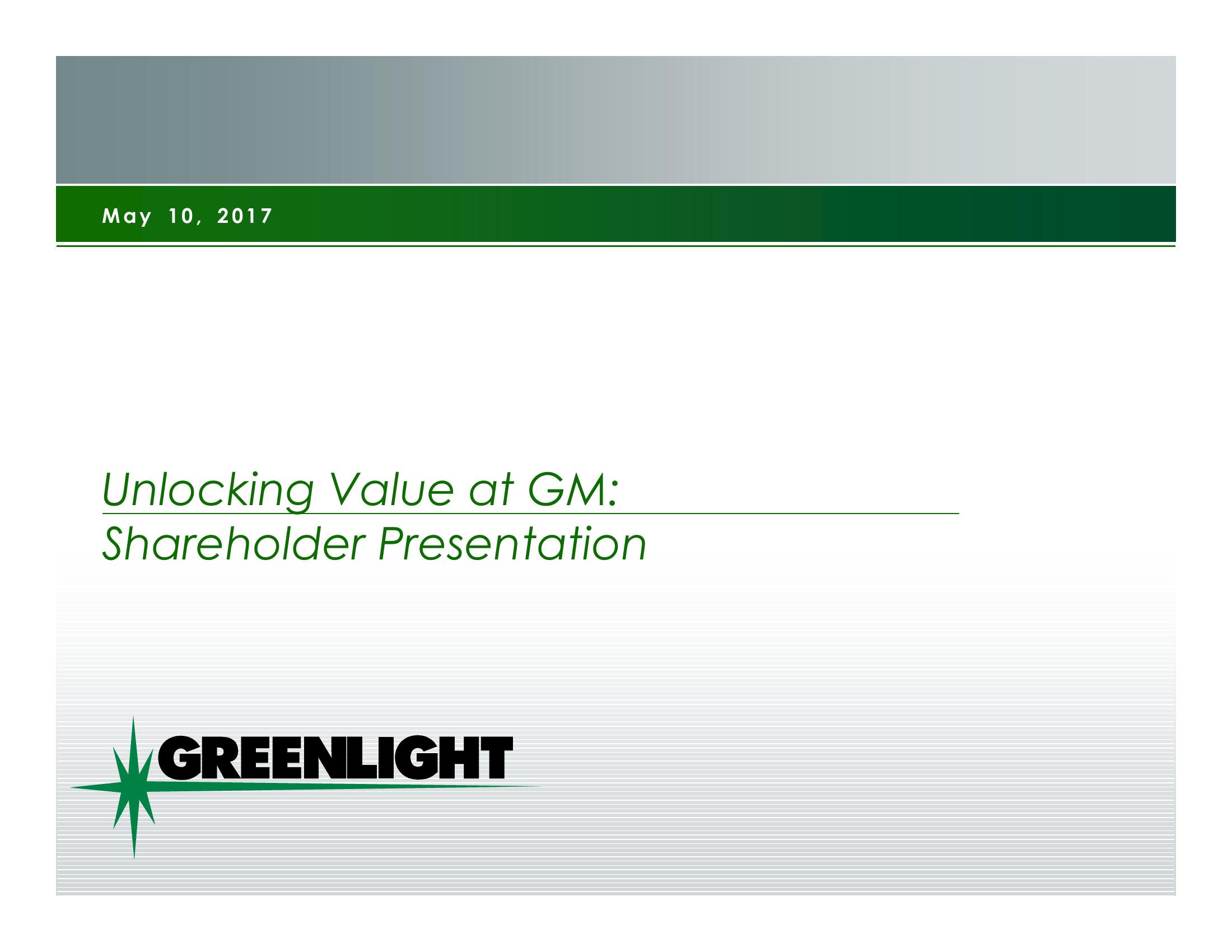 Unlocking Value at GM: Shareholder Presentation image