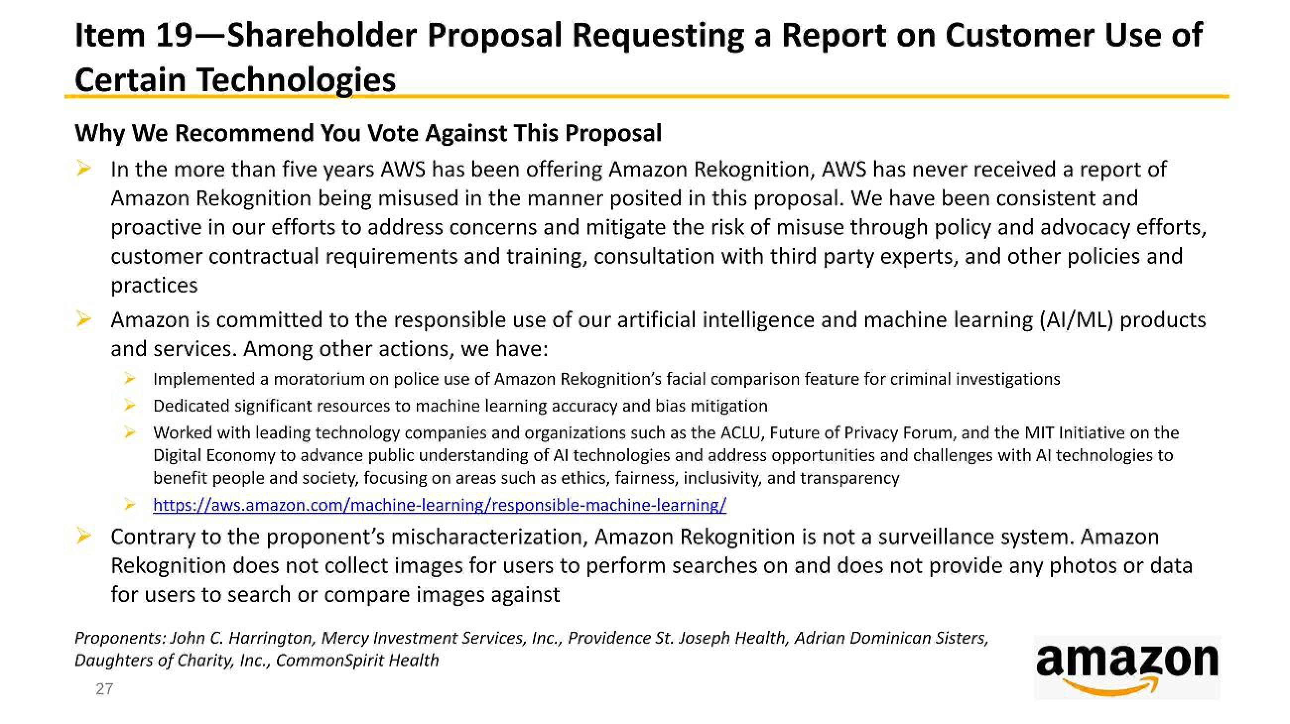 Amazon Shareholder Engagement Presentation Deck slide image #27