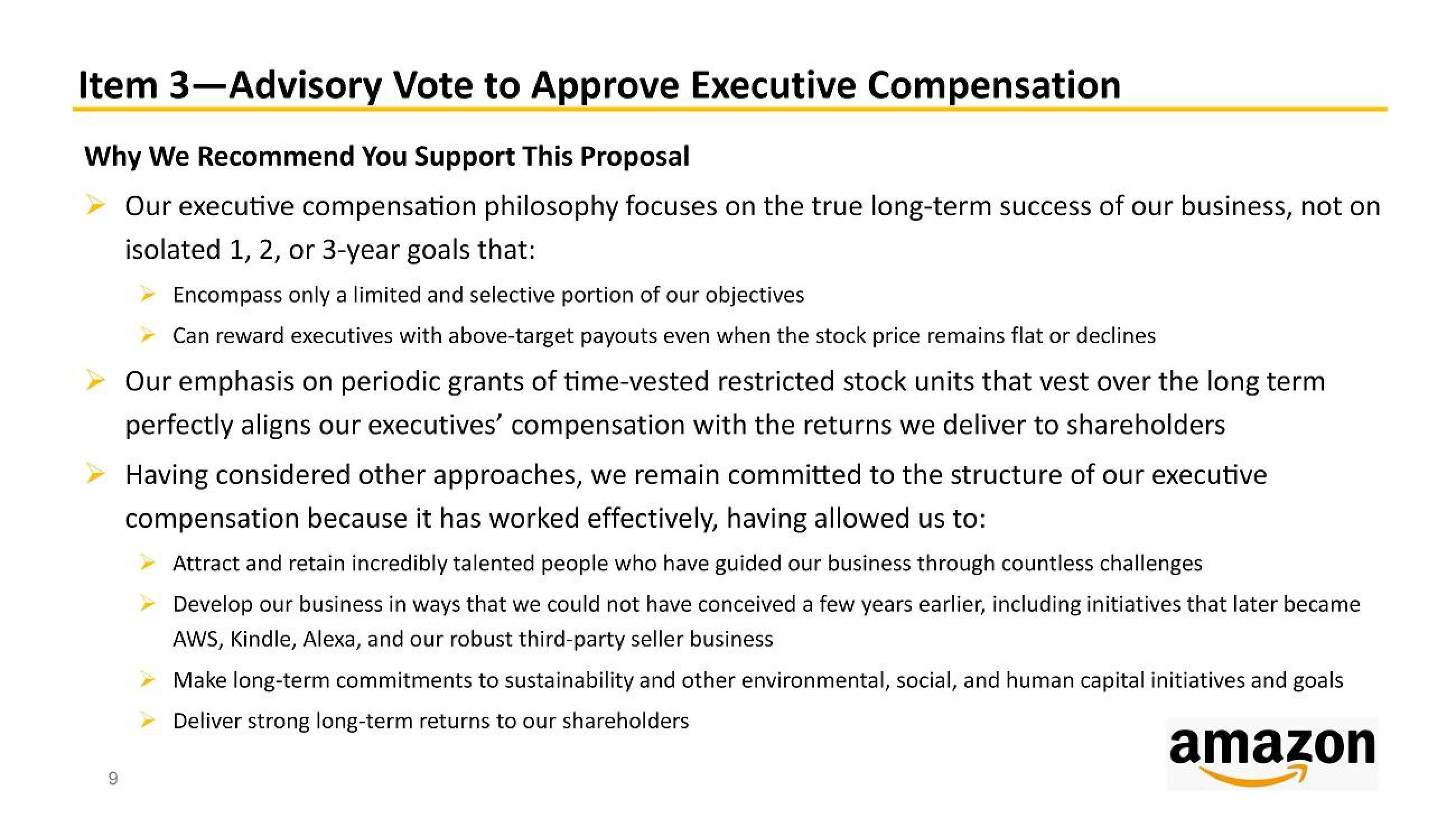 Amazon Shareholder Engagement Presentation Deck slide image #9