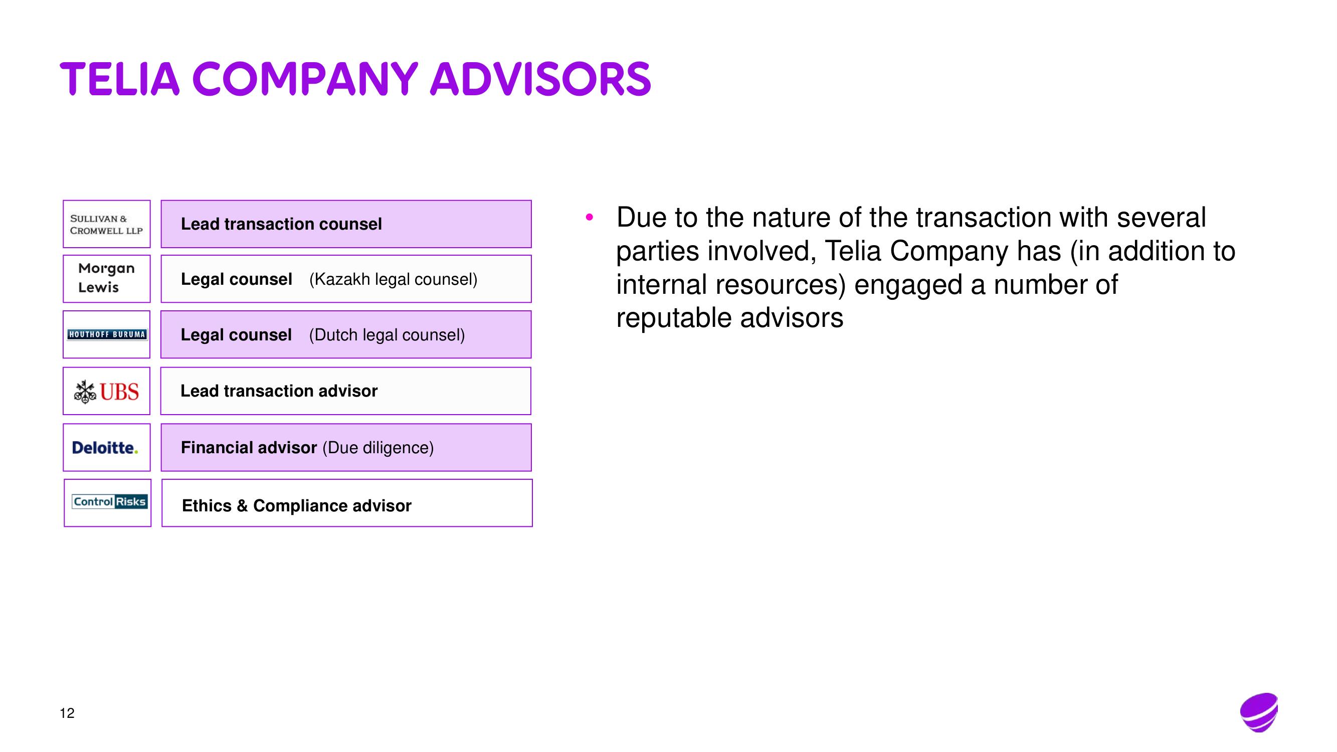 Telia Company Mergers and Acquisitions Presentation Deck slide image #12