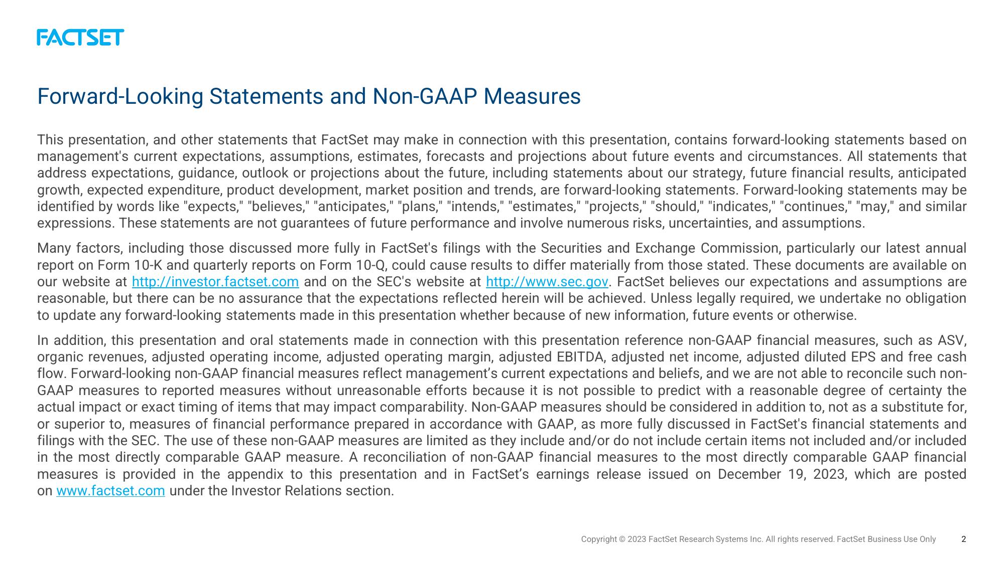 Factset Results Presentation Deck slide image #2