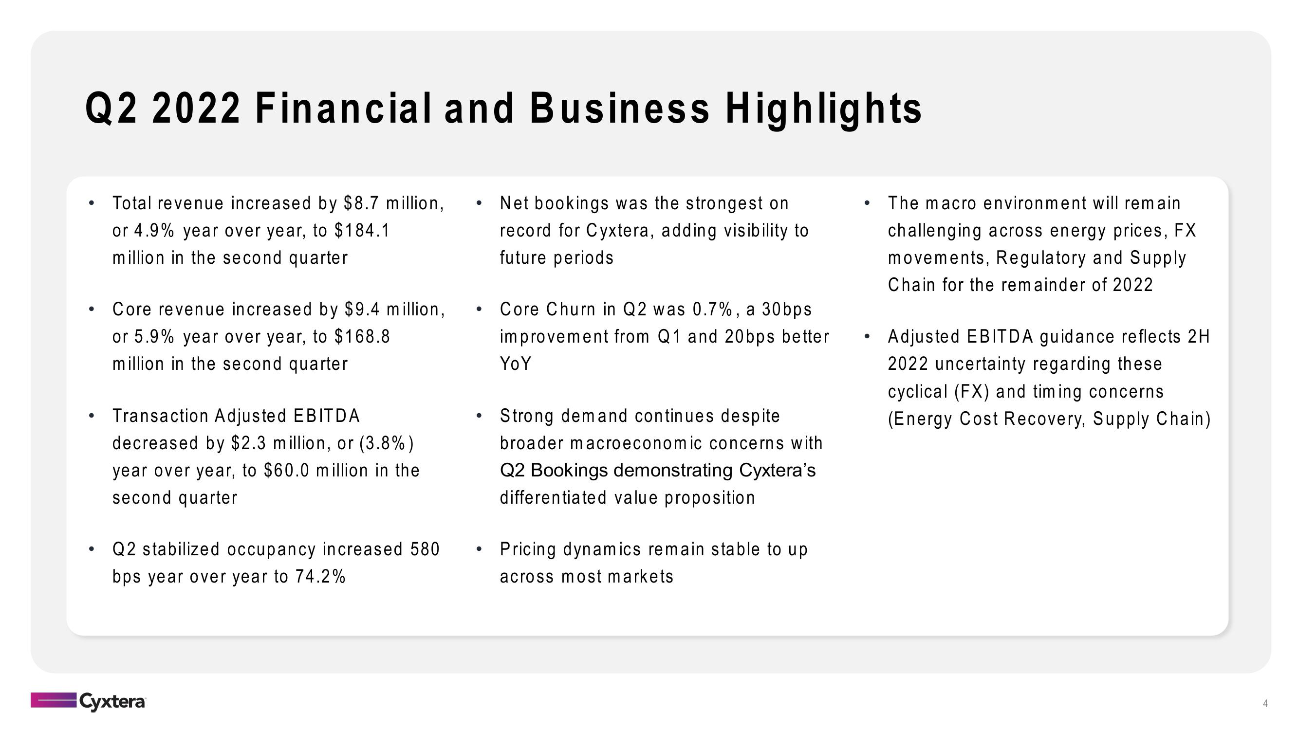 Cyxtera Results Presentation Deck slide image #4