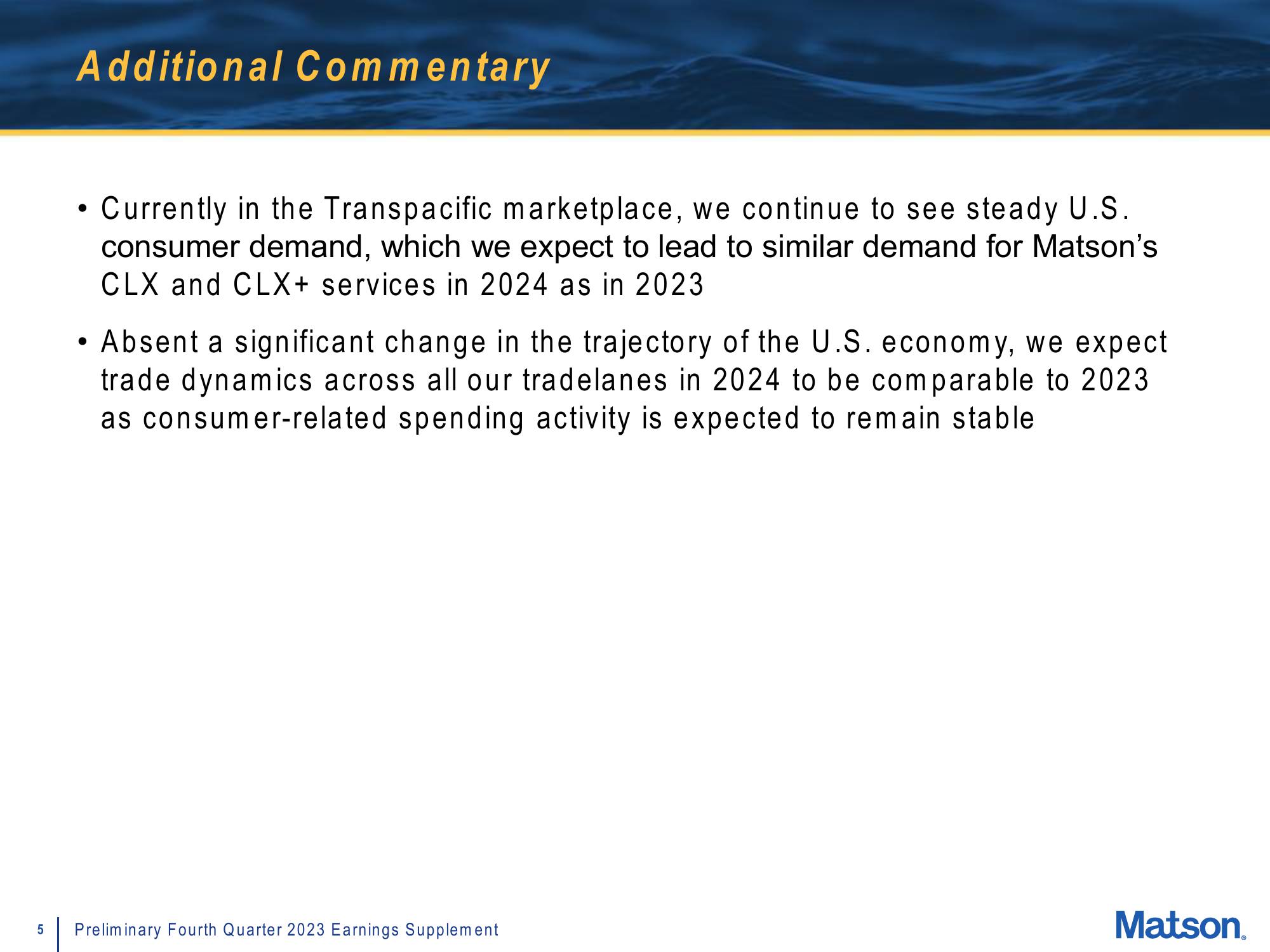 Matson Results Presentation Deck slide image #5