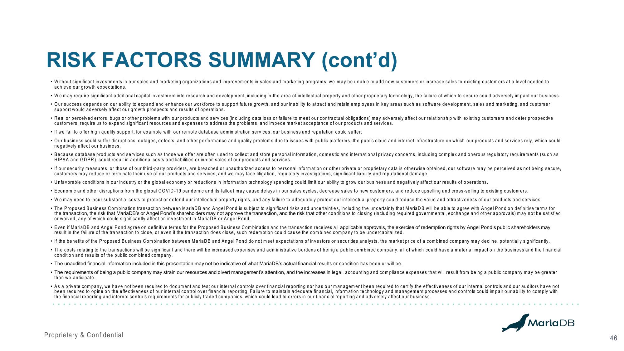MariaDB SPAC Presentation Deck slide image #46