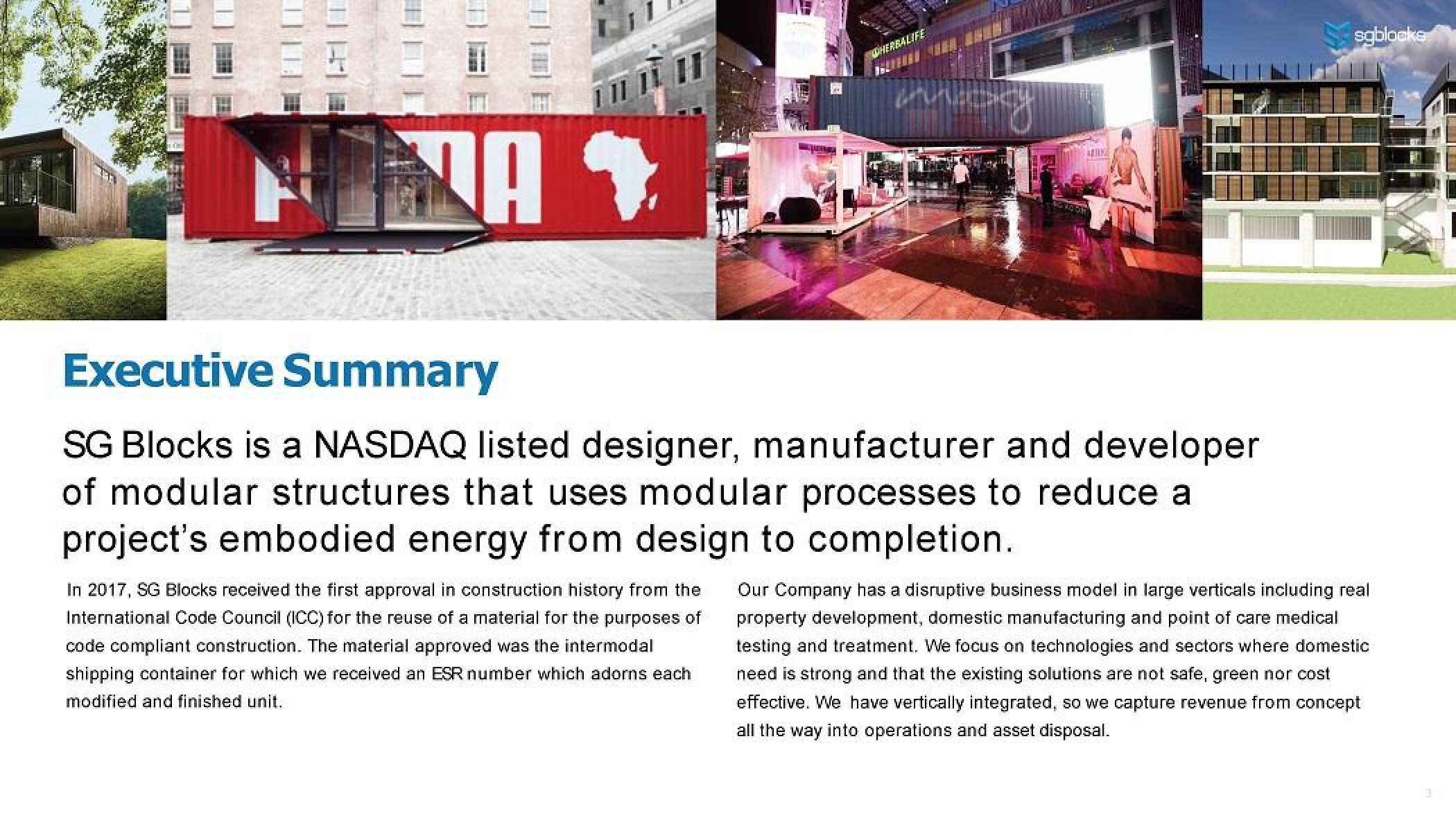 SG Blocks Investor Presentation Deck slide image #3