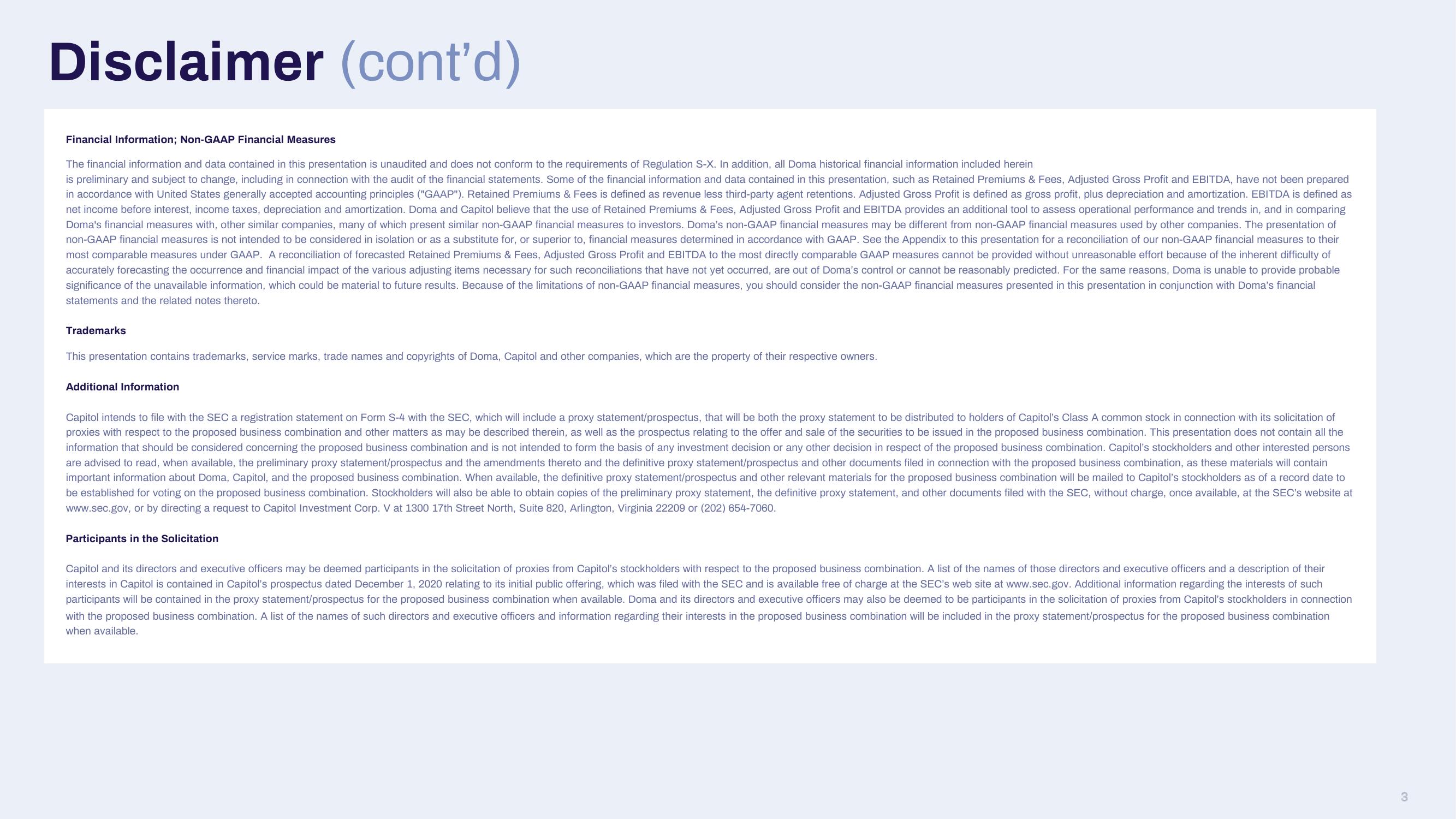Doma SPAC Presentation Deck slide image #3