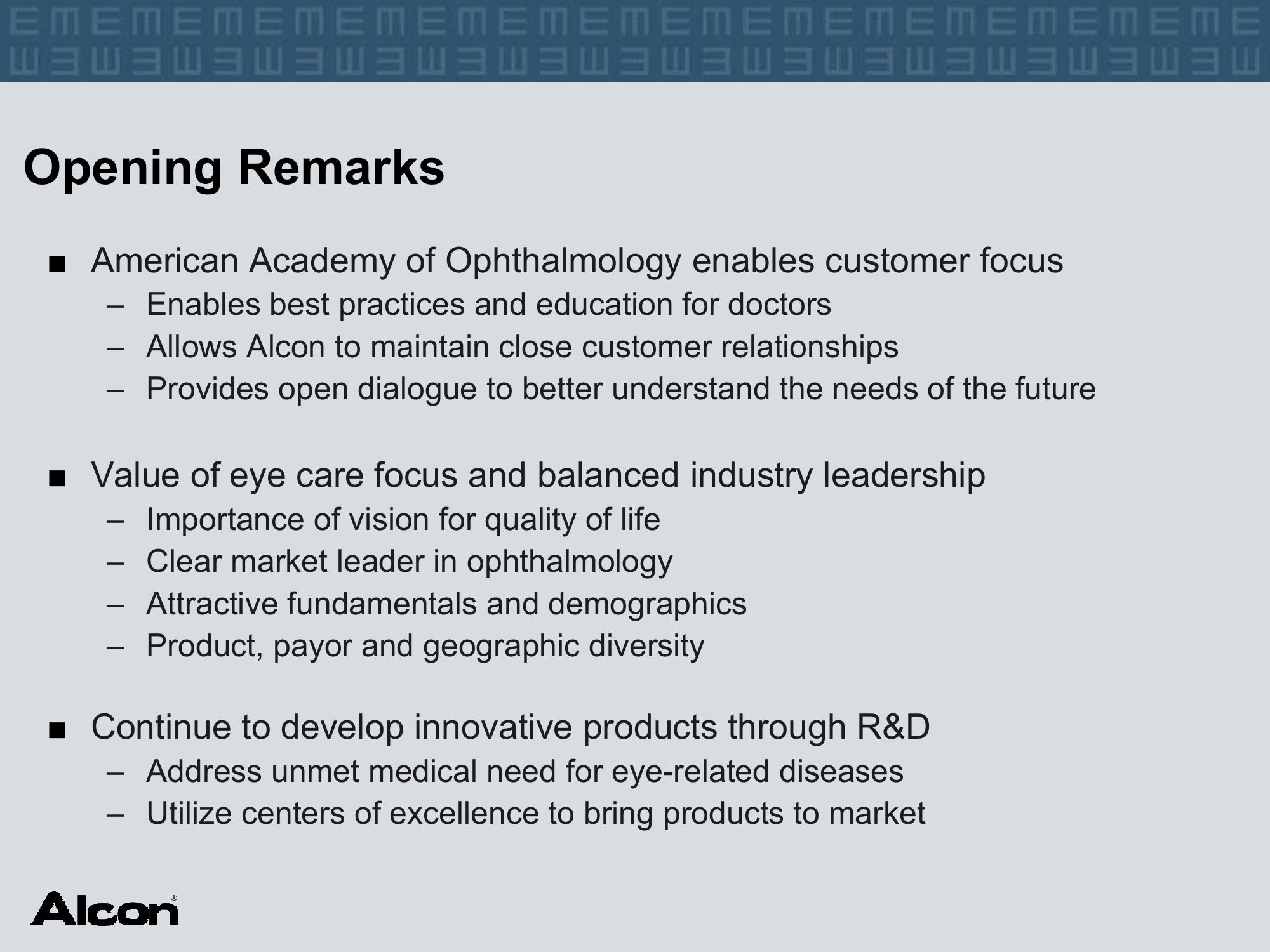 Alcon Investor Presentation at The American Academy of Ophthalmology slide image #5