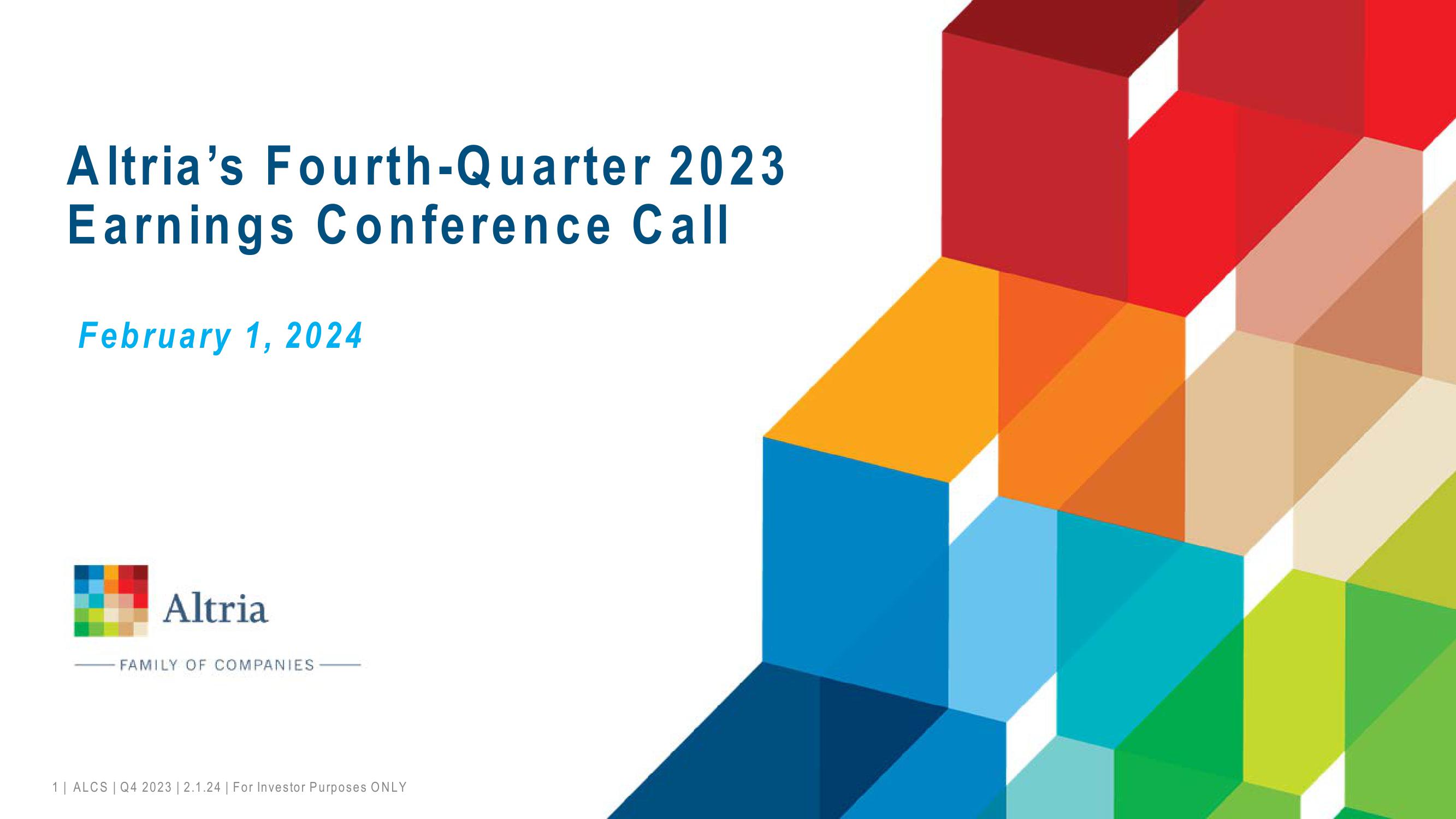 Altria’s Fourth-Quarter 2023
Earnings Conference Call image