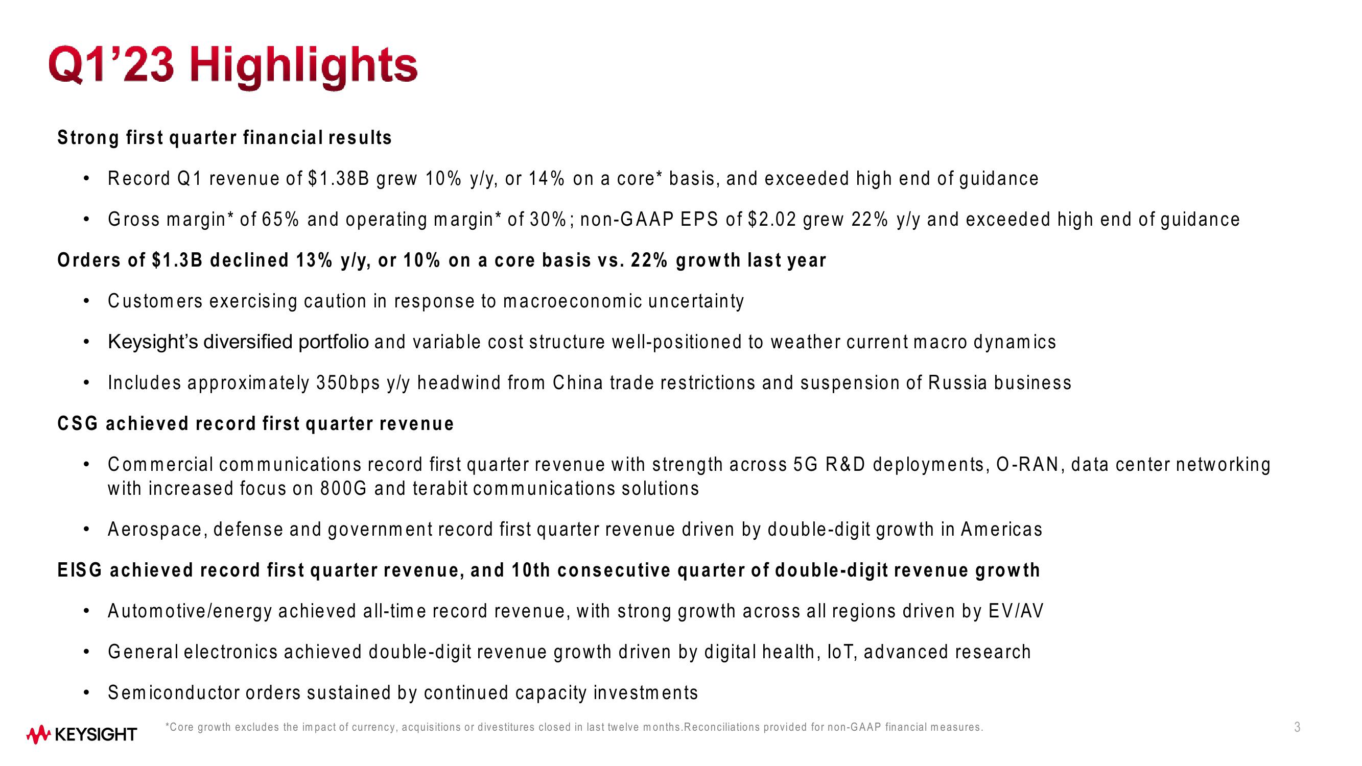 Keysight Technologies Q1 Fiscal Year 2023 Results slide image #3