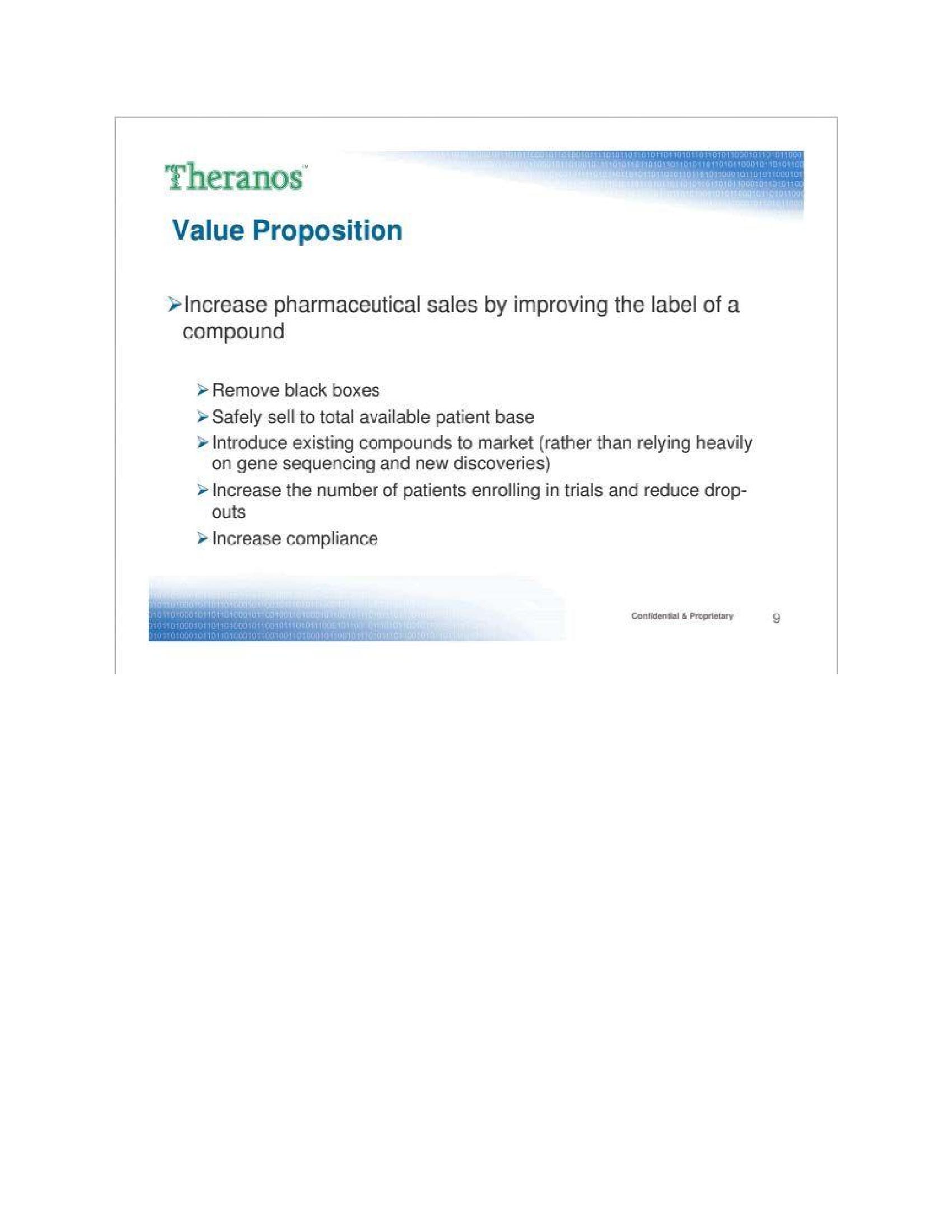 Theranos Pitch Deck slide image #9