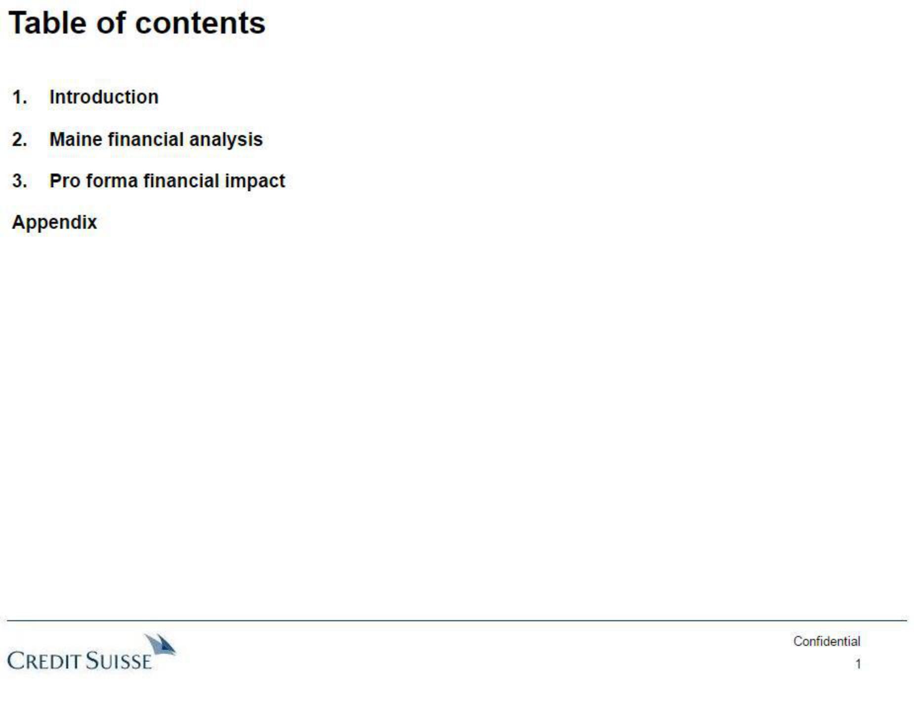 Credit Suisse Investment Banking Pitch Book slide image #2