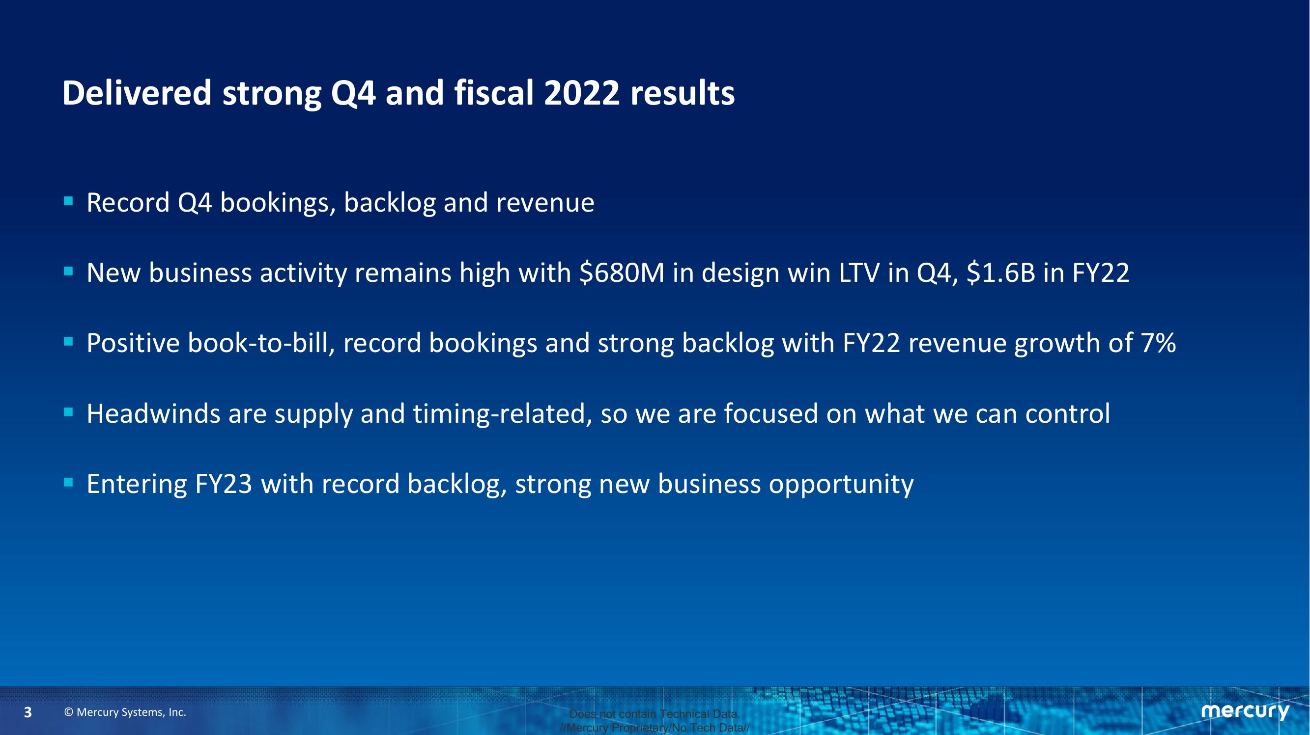 Mercury Fourth Quarter and Fiscal Year 2022 Financial Results slide image #3