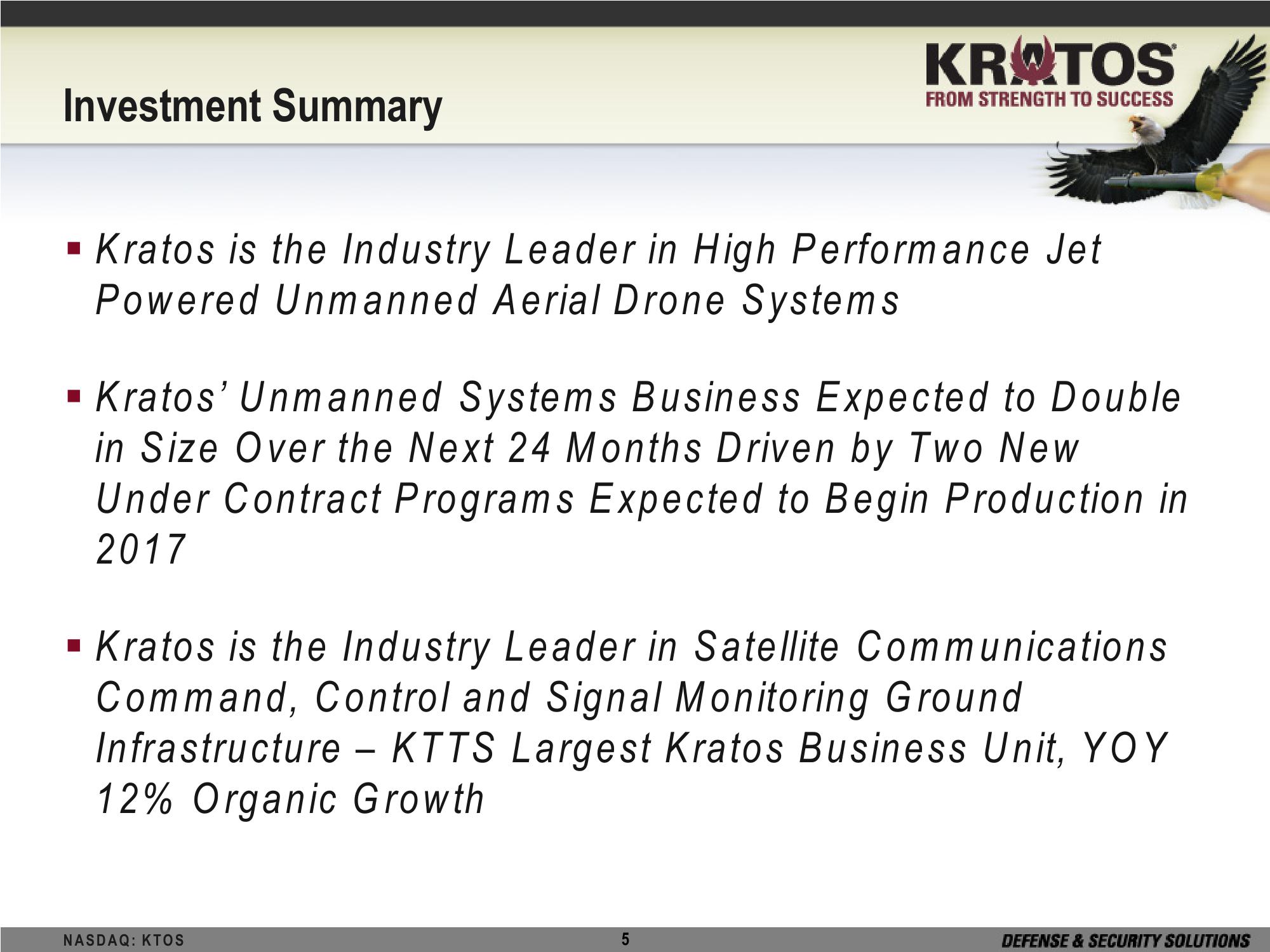 Kratos Defense & Security Solutions, Inc Investor Brief slide image #5