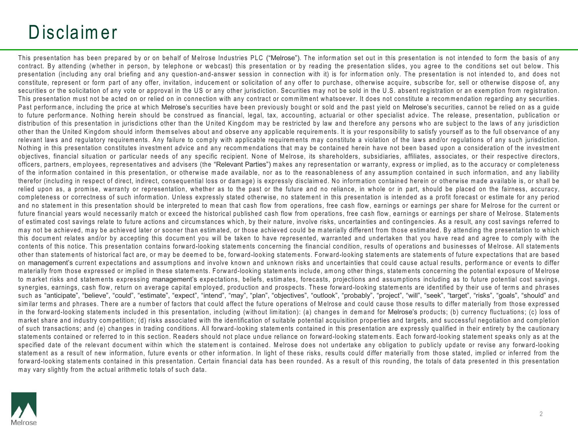 Melrose Results Presentation Deck slide image #2