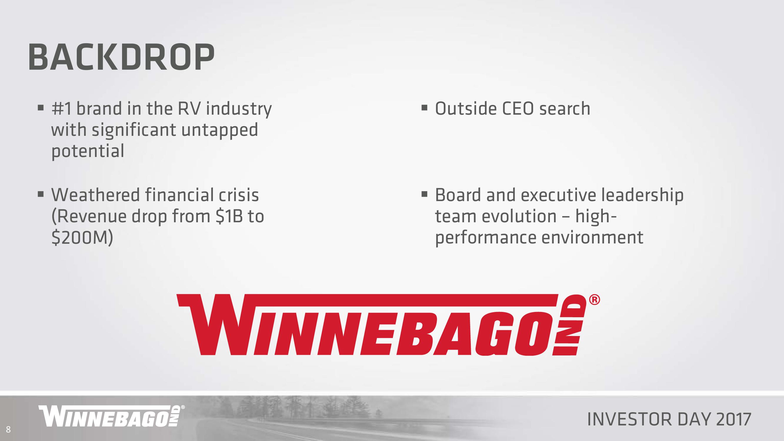 Winnebago Industries Investor Day 2017 slide image #8