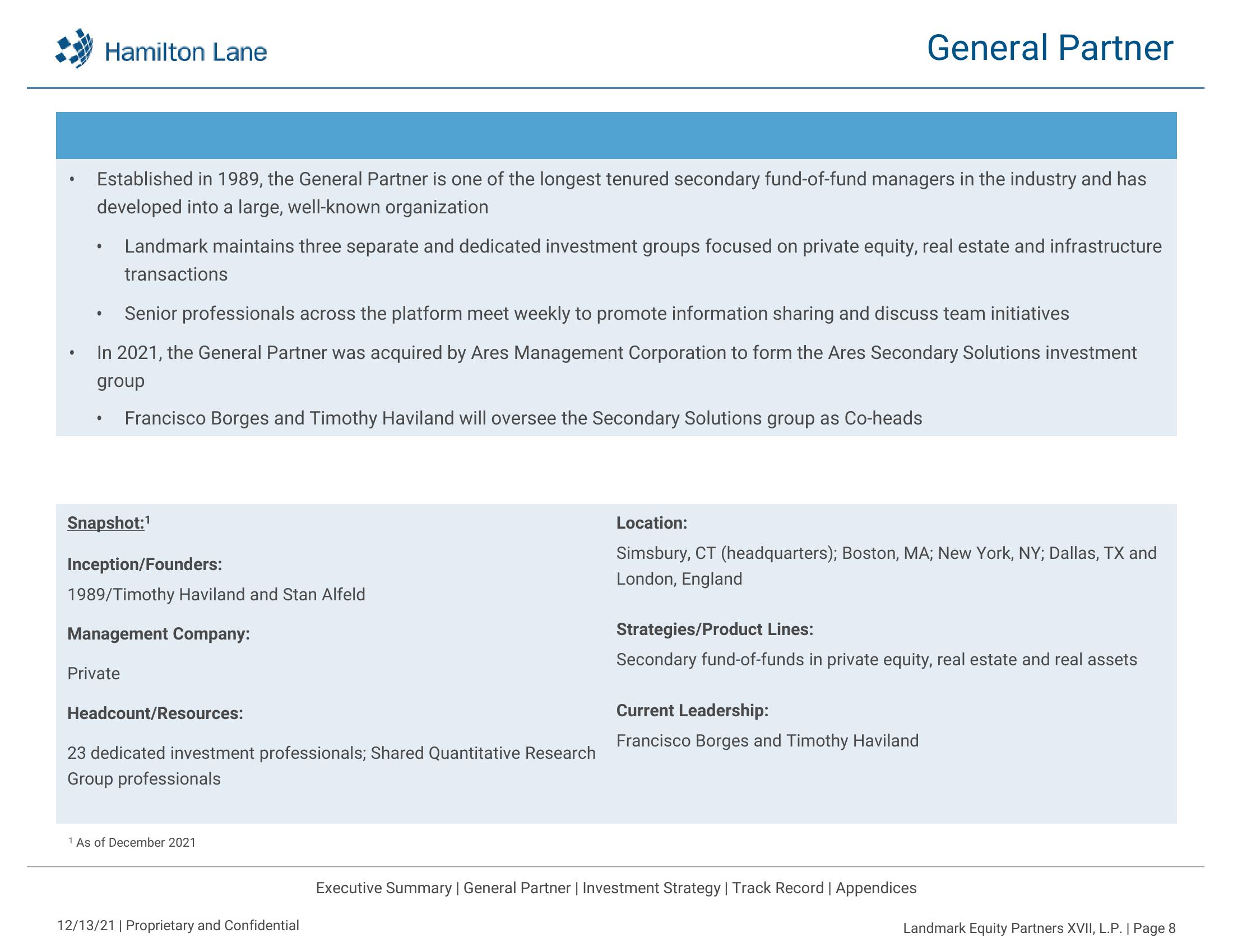 Landmark Equity Partners XVII, L.P. Recommendation Repor slide image #9