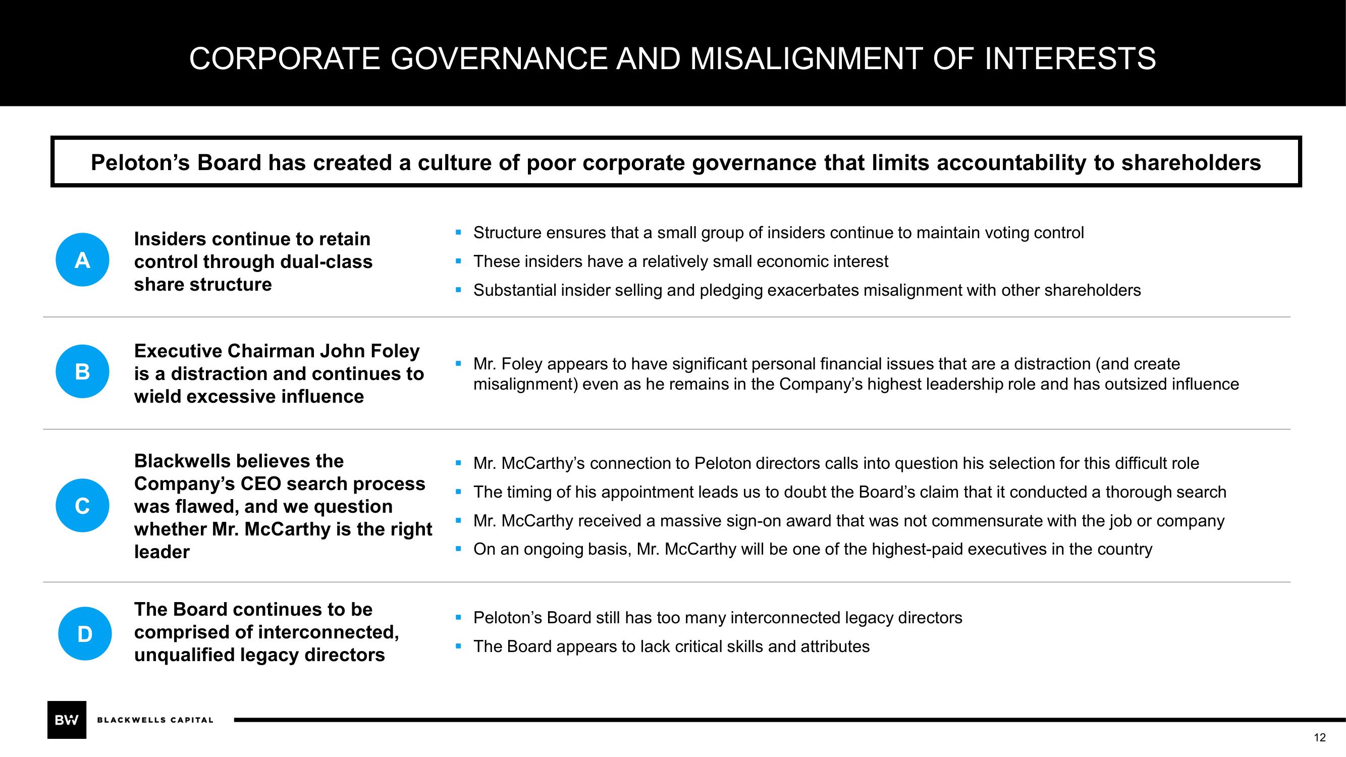 Blackwells Capital Activist Presentation Deck slide image #12