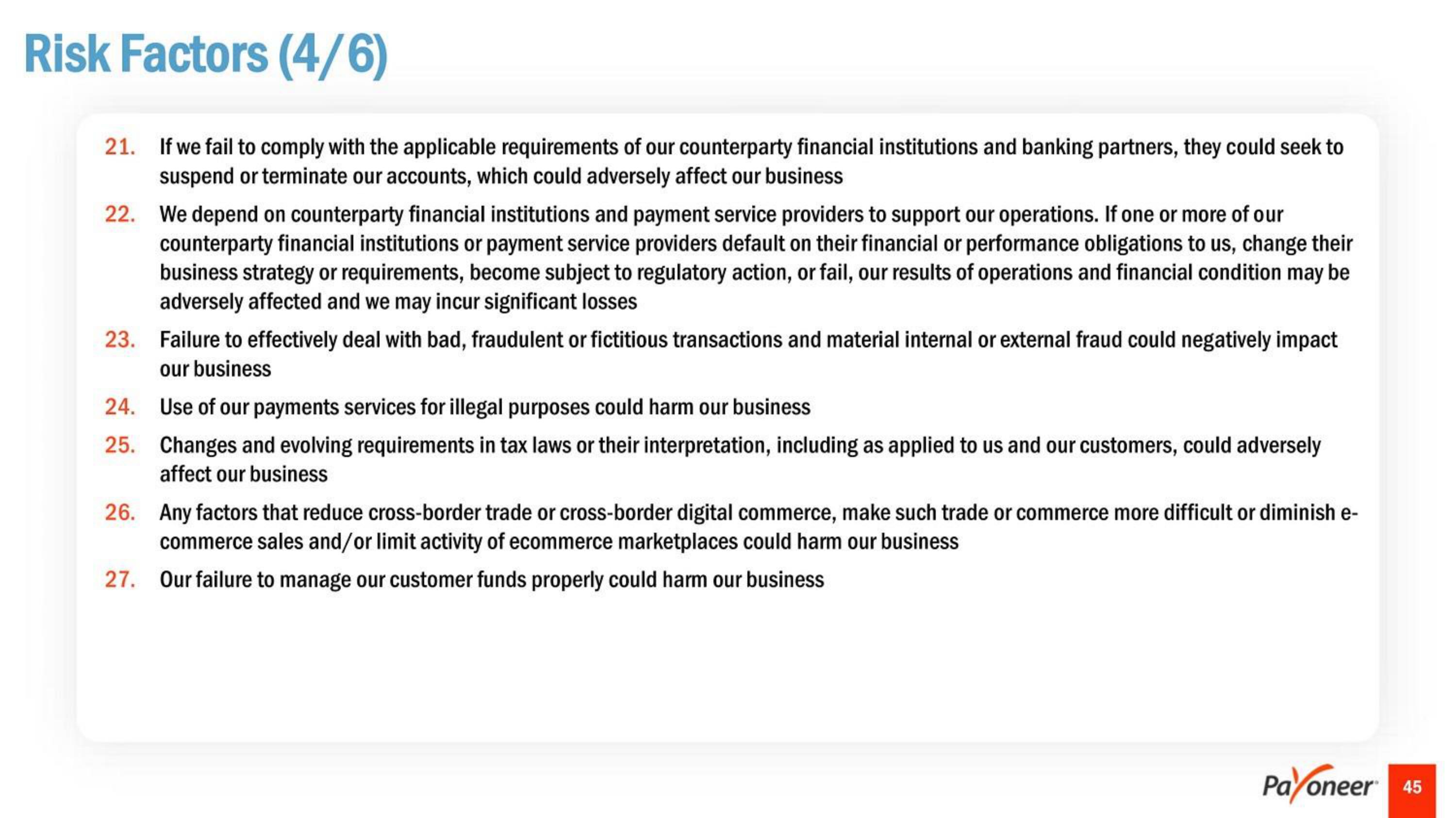 Payoneer SPAC Presentation Deck slide image #45