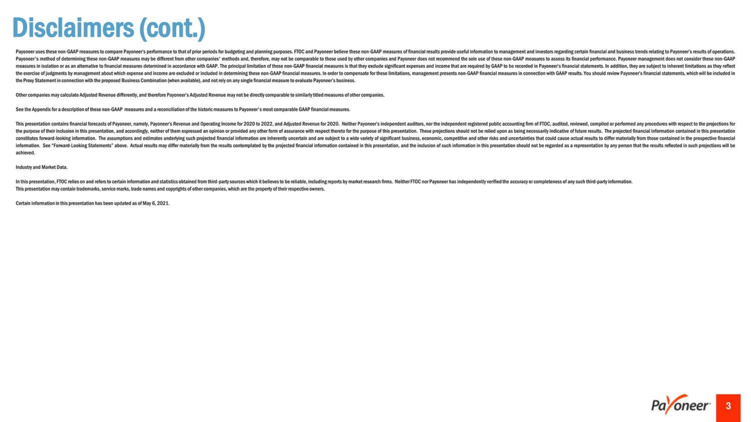 Payoneer SPAC Presentation Deck slide image #3