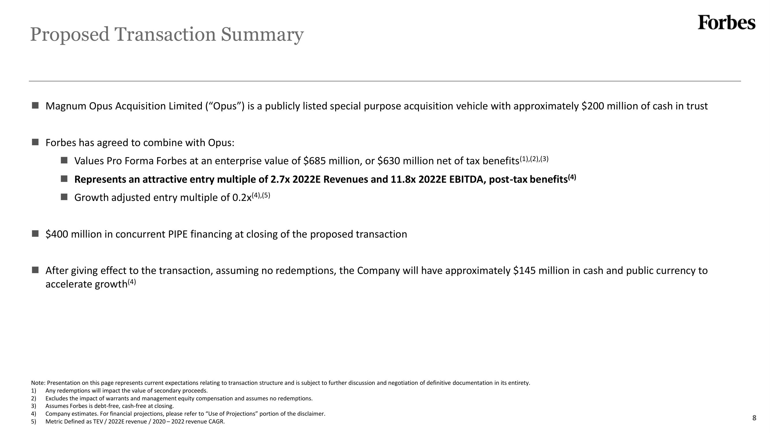 Forbes SPAC Presentation Deck slide image #8