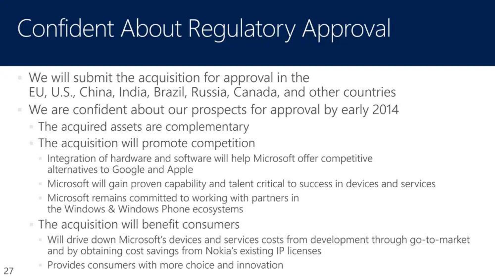 Microsoft Mergers and Acquisitions Presentation Deck slide image #27