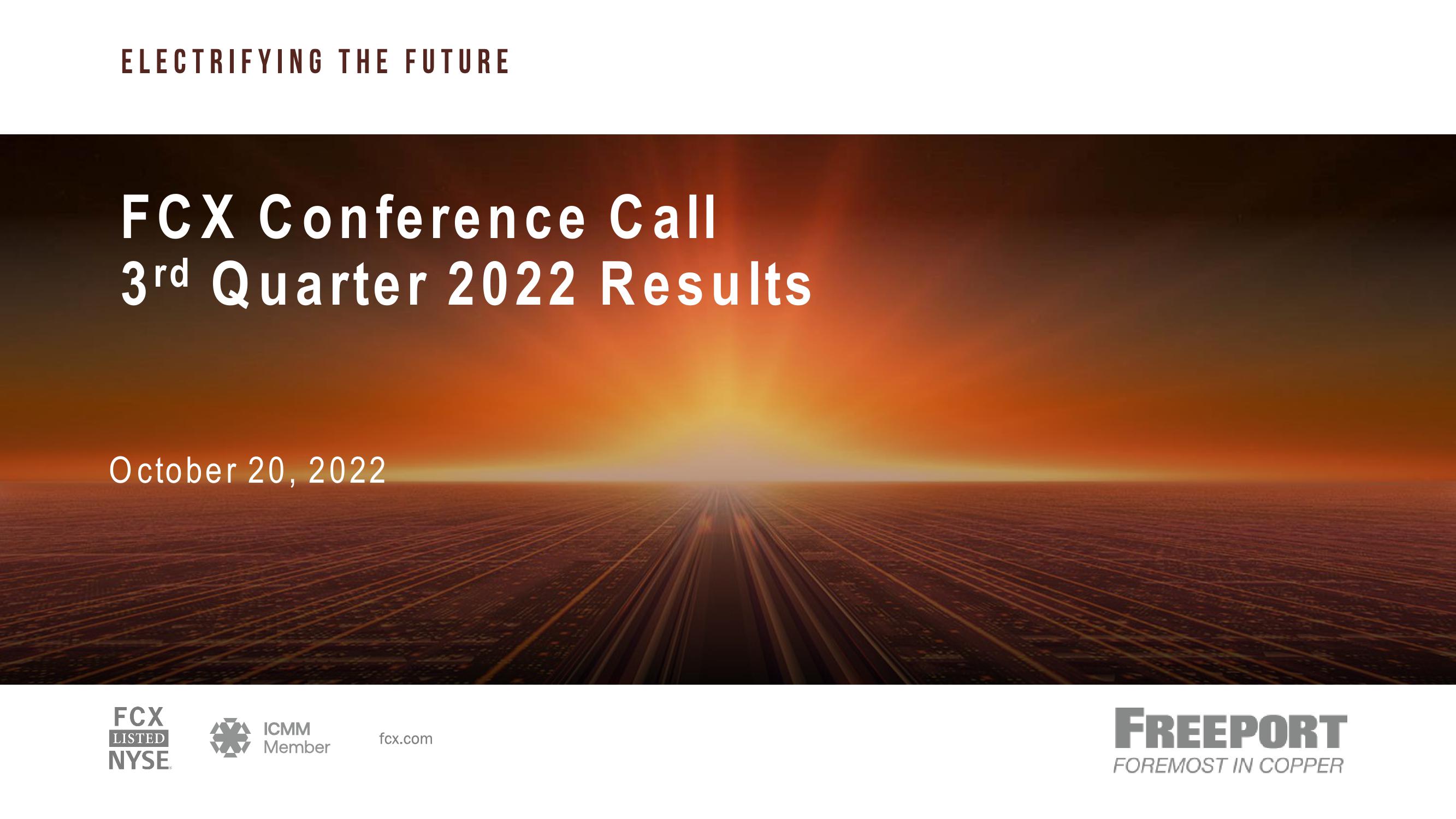 Fcx Conference Call 3 Rd Quarter 2022 Results image