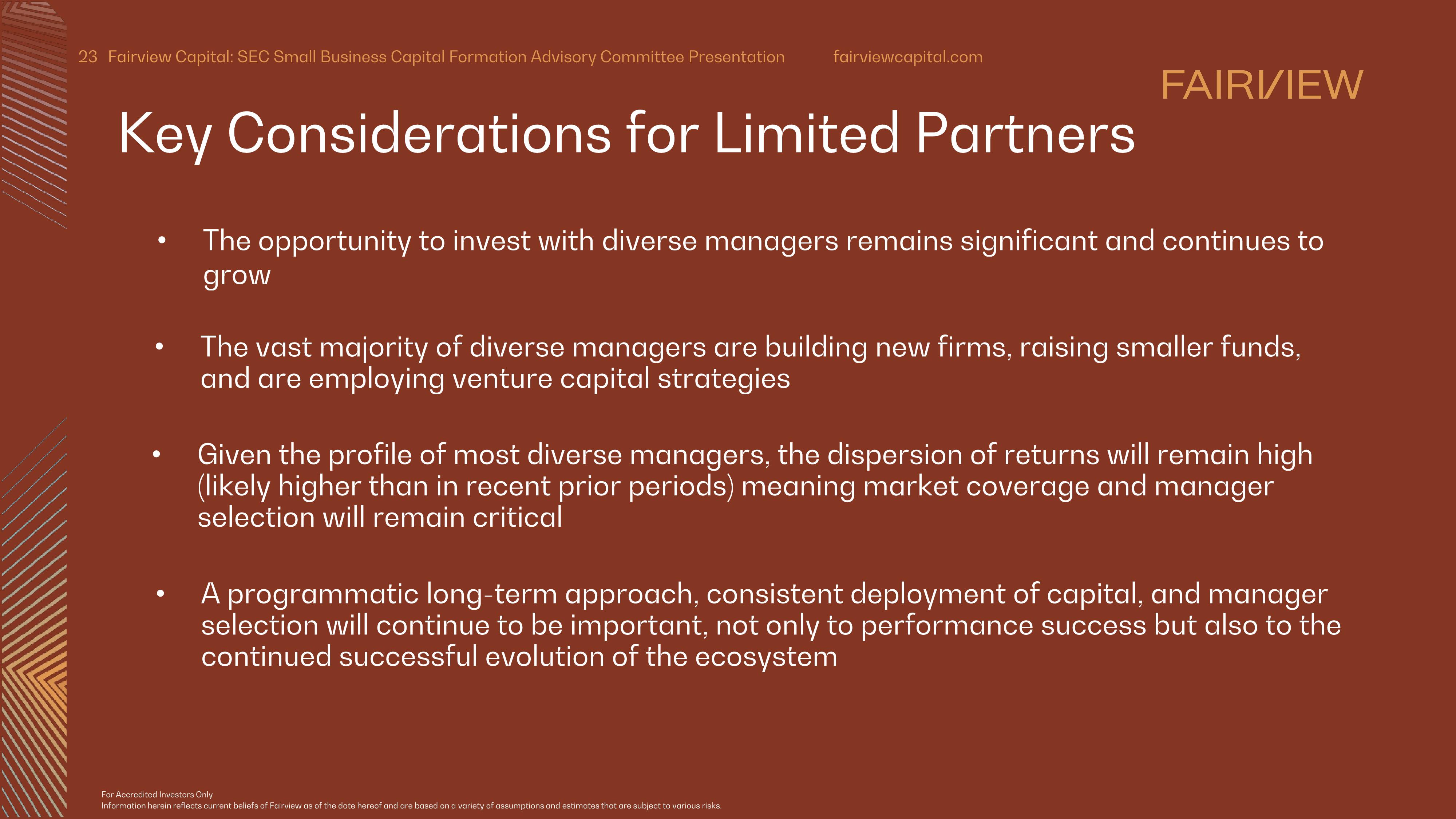 Perspectives on Diverse and Emerging Manager Investing In Venture Capital and Private Equity slide image #23