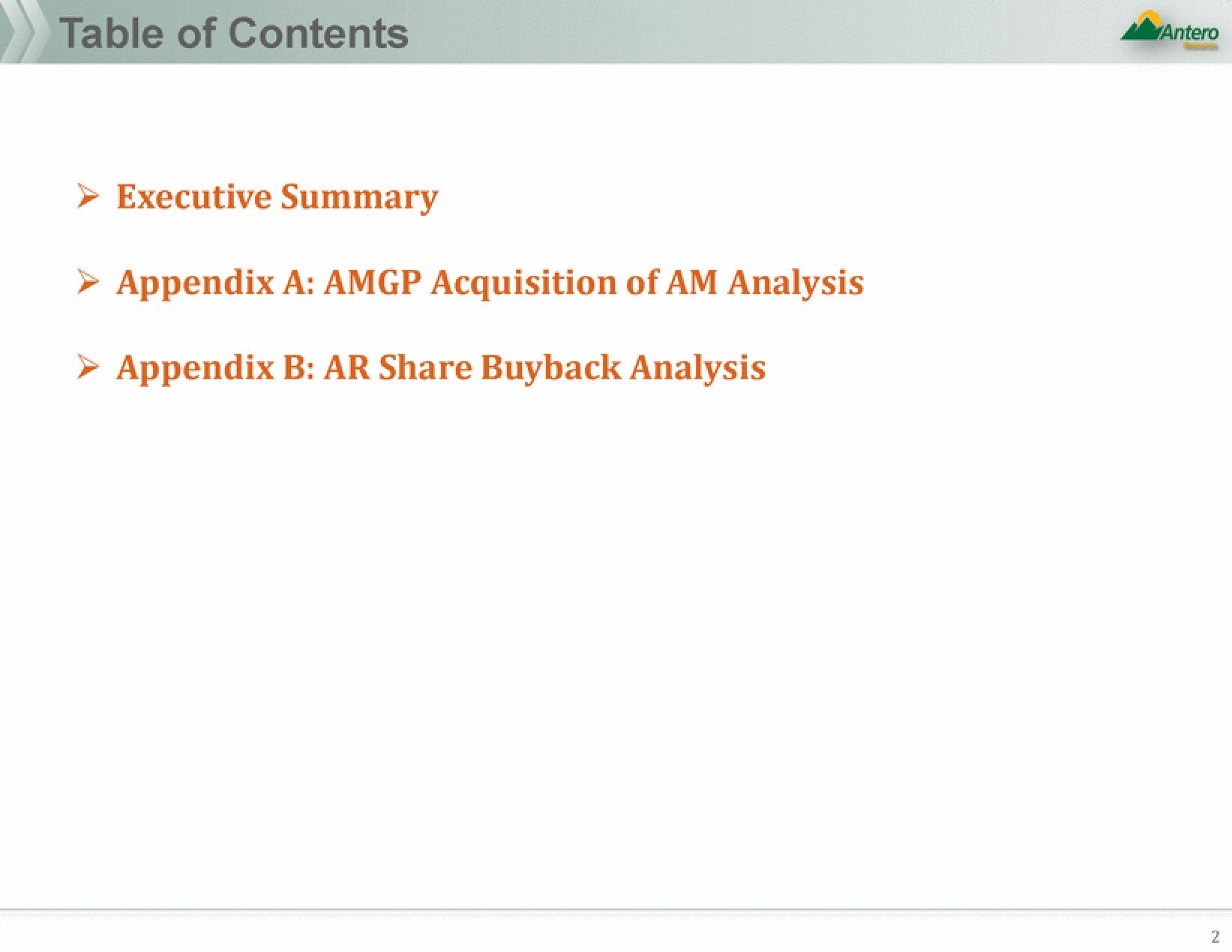 Antero Midstream Partners Mergers and Acquisitions Presentation Deck slide image #2