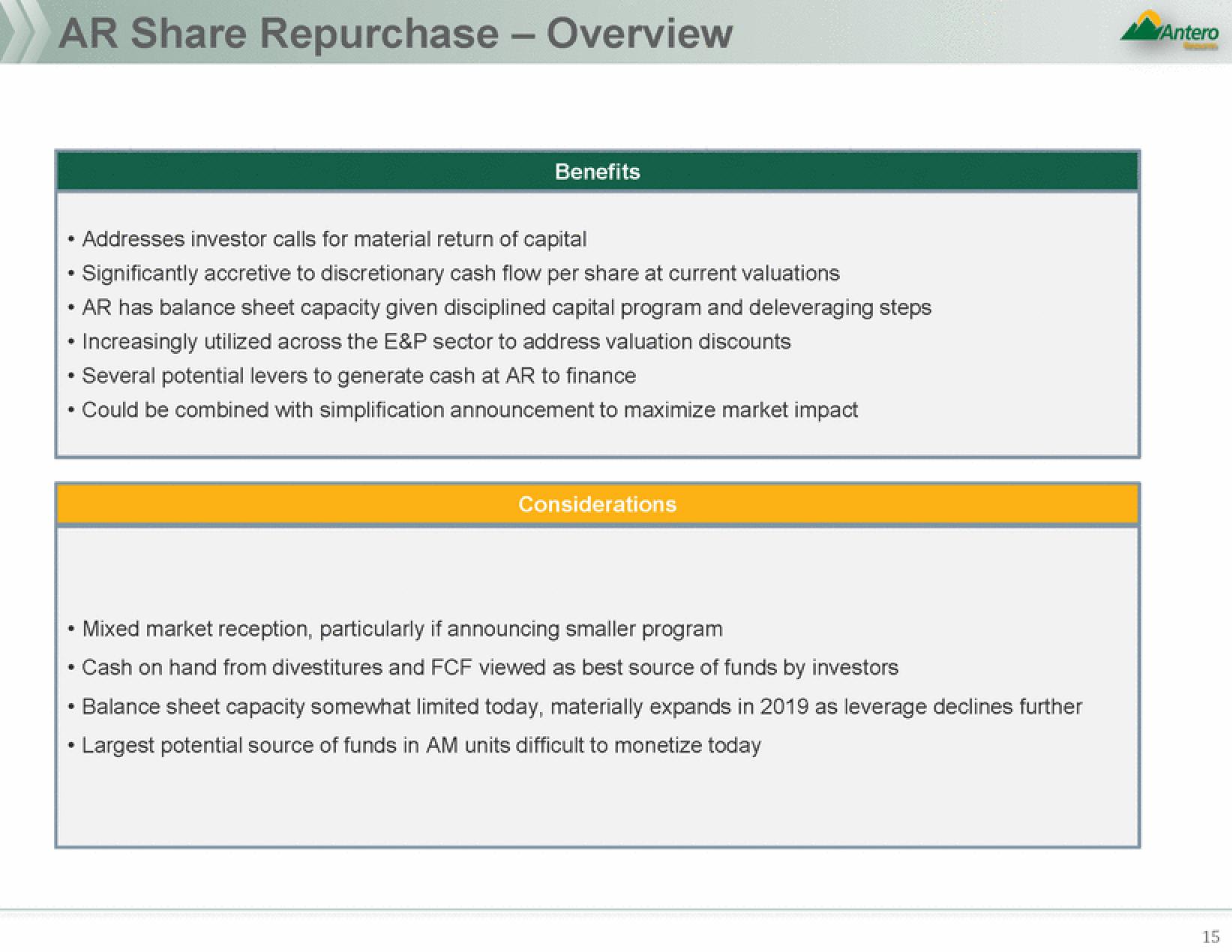 Antero Midstream Partners Mergers and Acquisitions Presentation Deck slide image #15