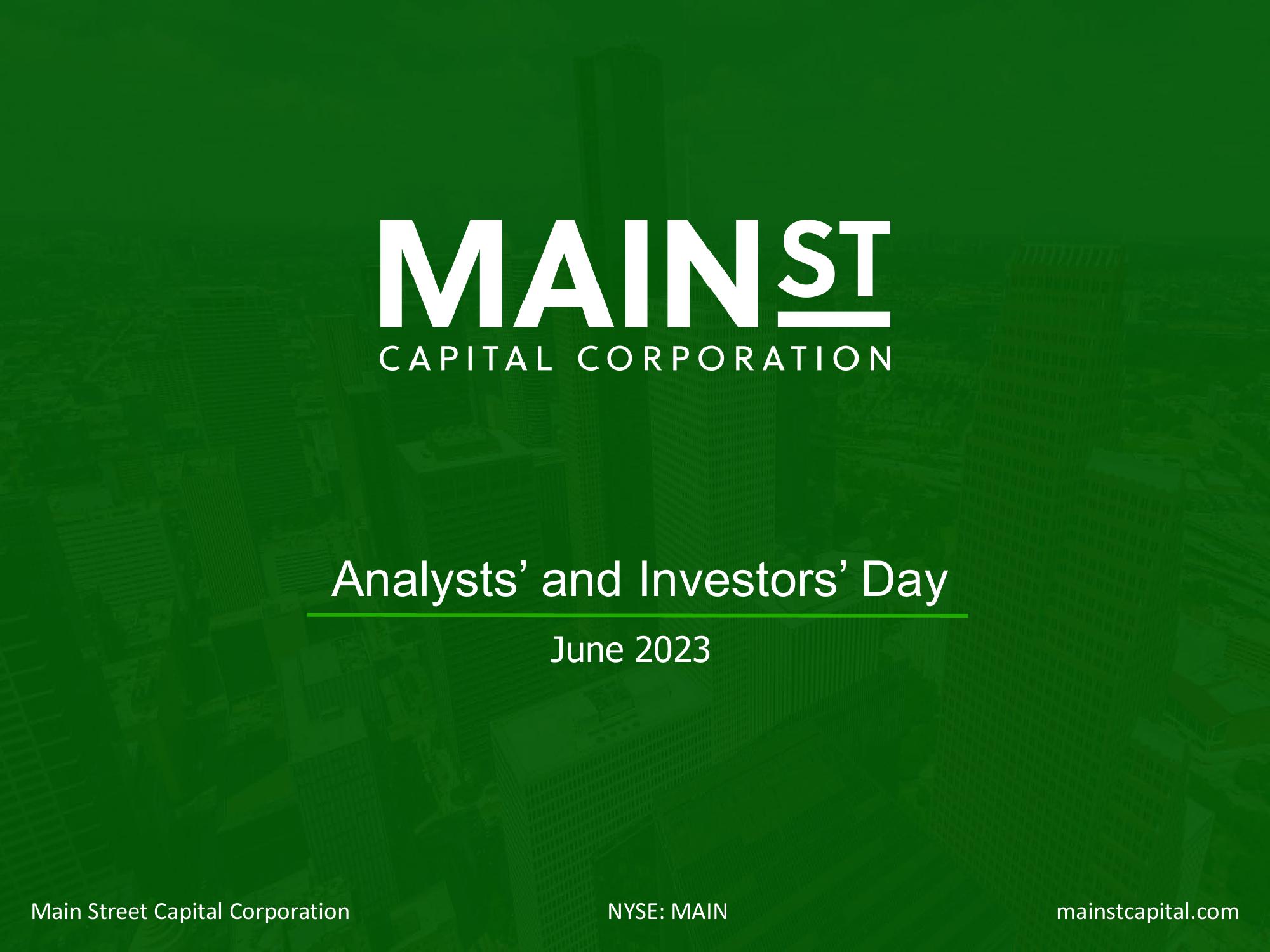 Main Street Capital Investor Day Presentation Deck image