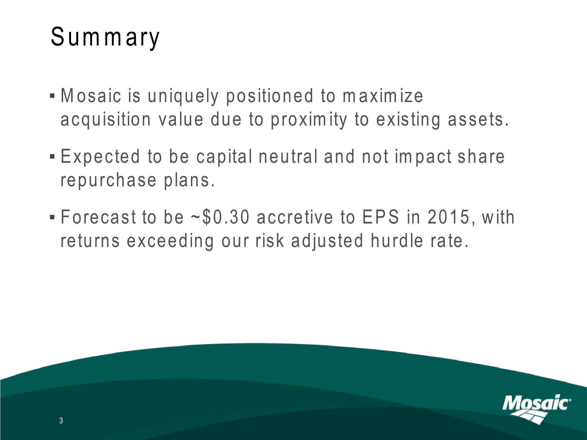 Mosaics Strategic Acquisition of CF Industries Phosphate Business slide image #3