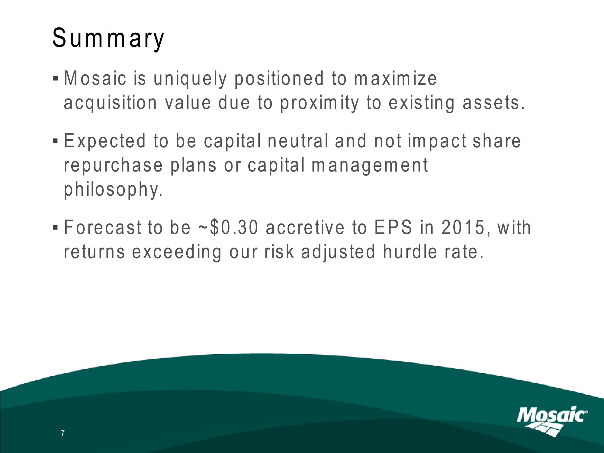 Mosaics Strategic Acquisition of CF Industries Phosphate Business slide image #7