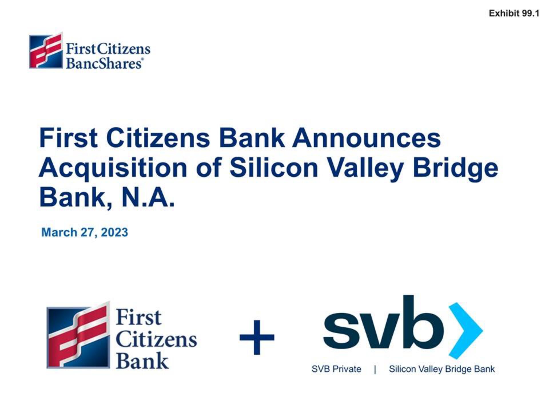 First Citizens BancShares Mergers and Acquisitions Presentation Deck image