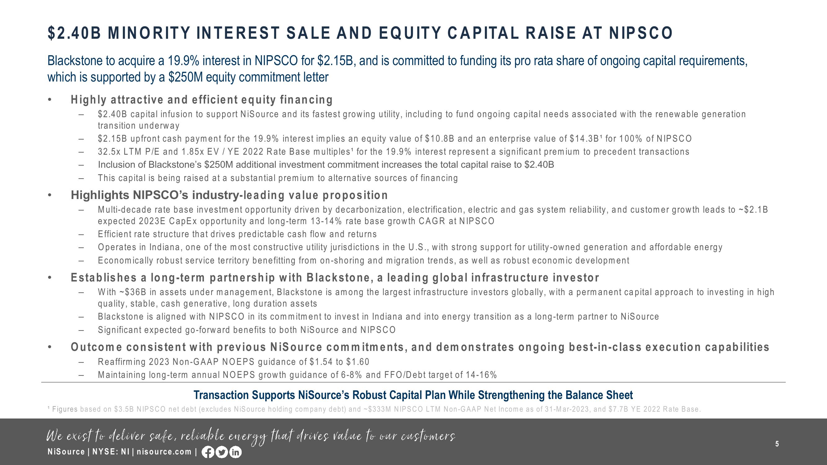 Sale of a 19.9% Ownership Interest in NIPSCO slide image #5