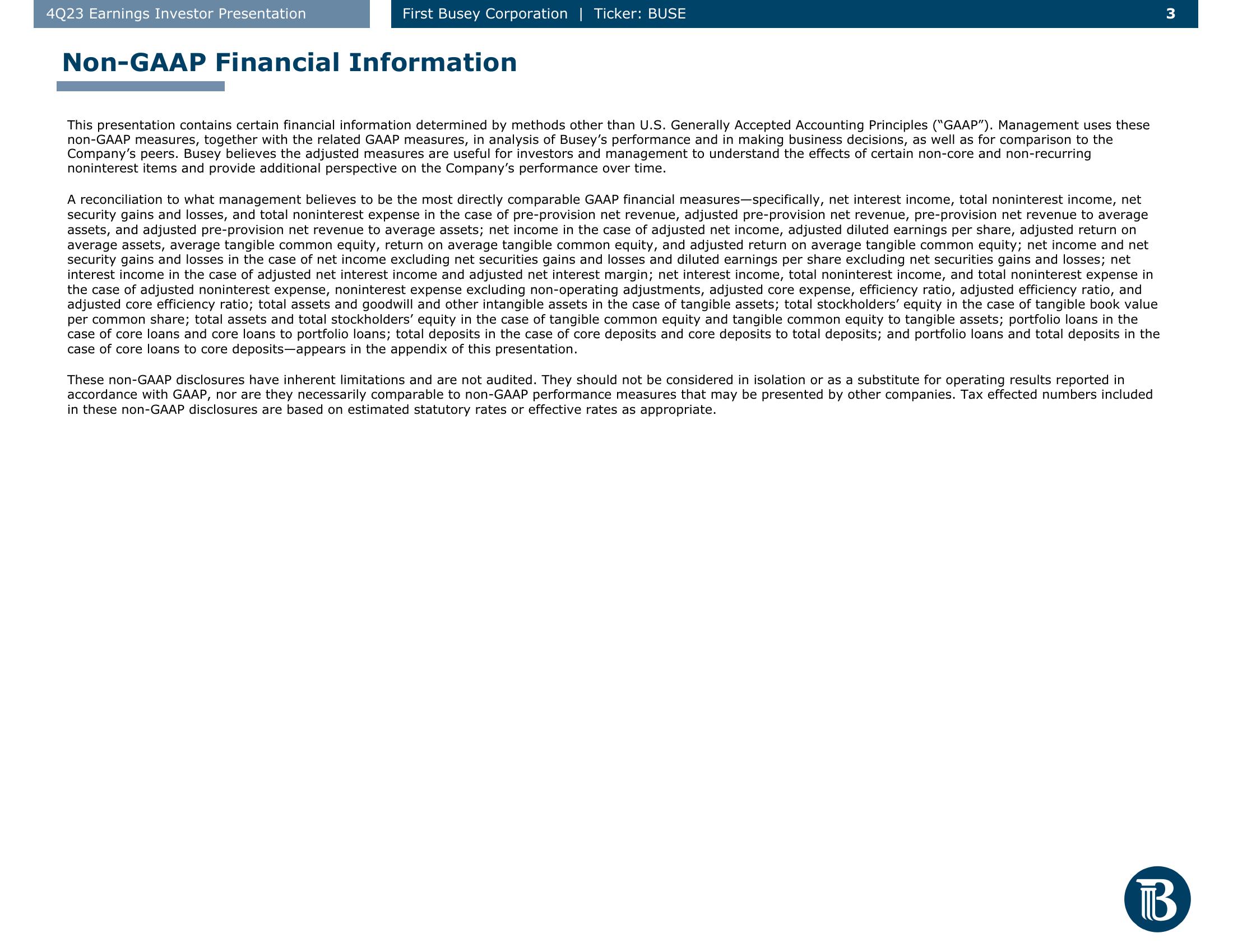 First Busey Results Presentation Deck slide image #3